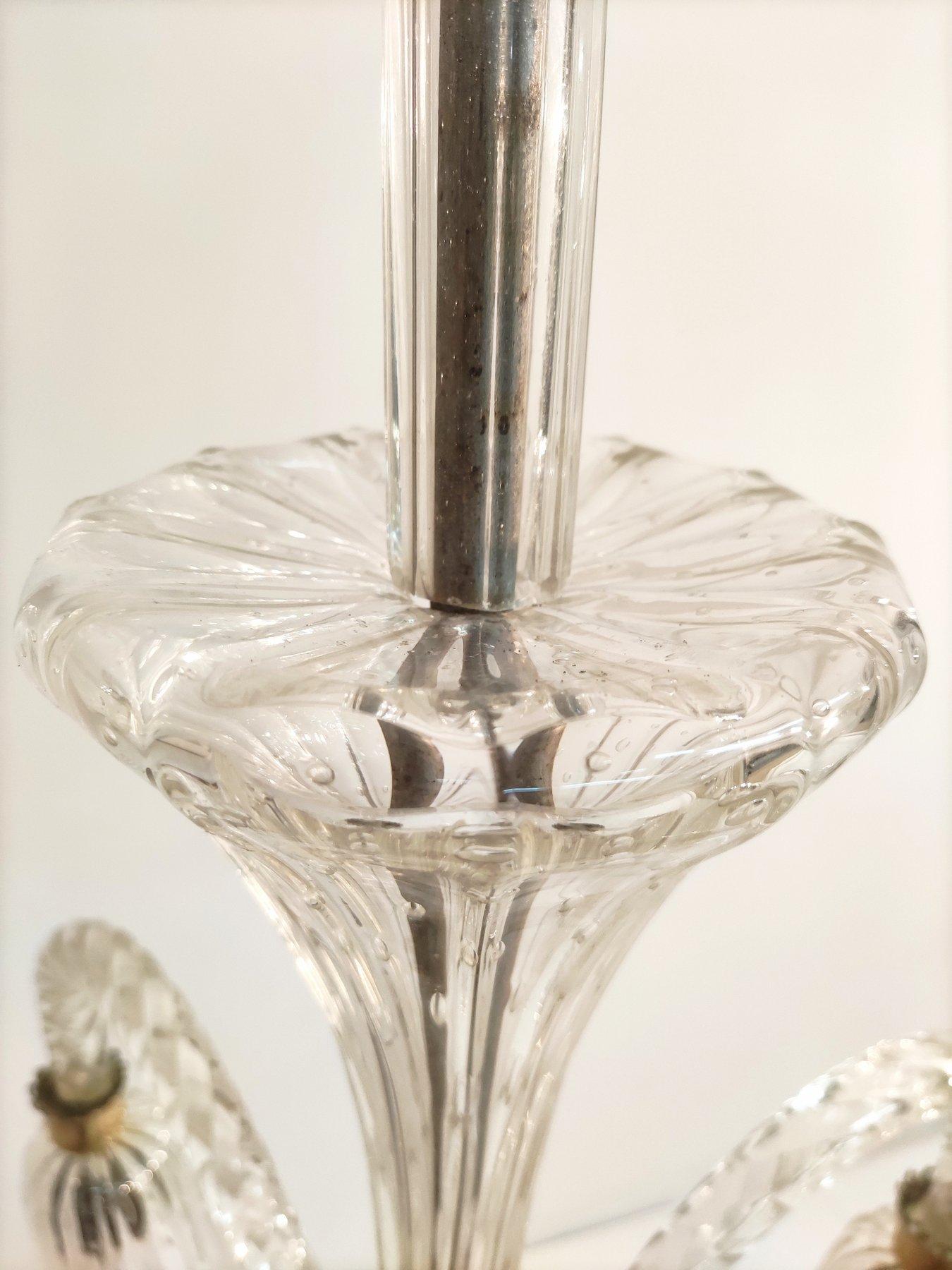 Barovier & Toso Murano Klarglas-Kronleuchter, Italien 1950er Jahre im Angebot 4