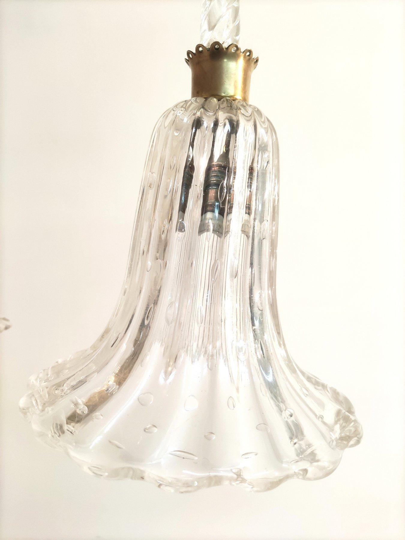 Barovier & Toso Murano Klarglas-Kronleuchter, Italien 1950er Jahre (Muranoglas) im Angebot