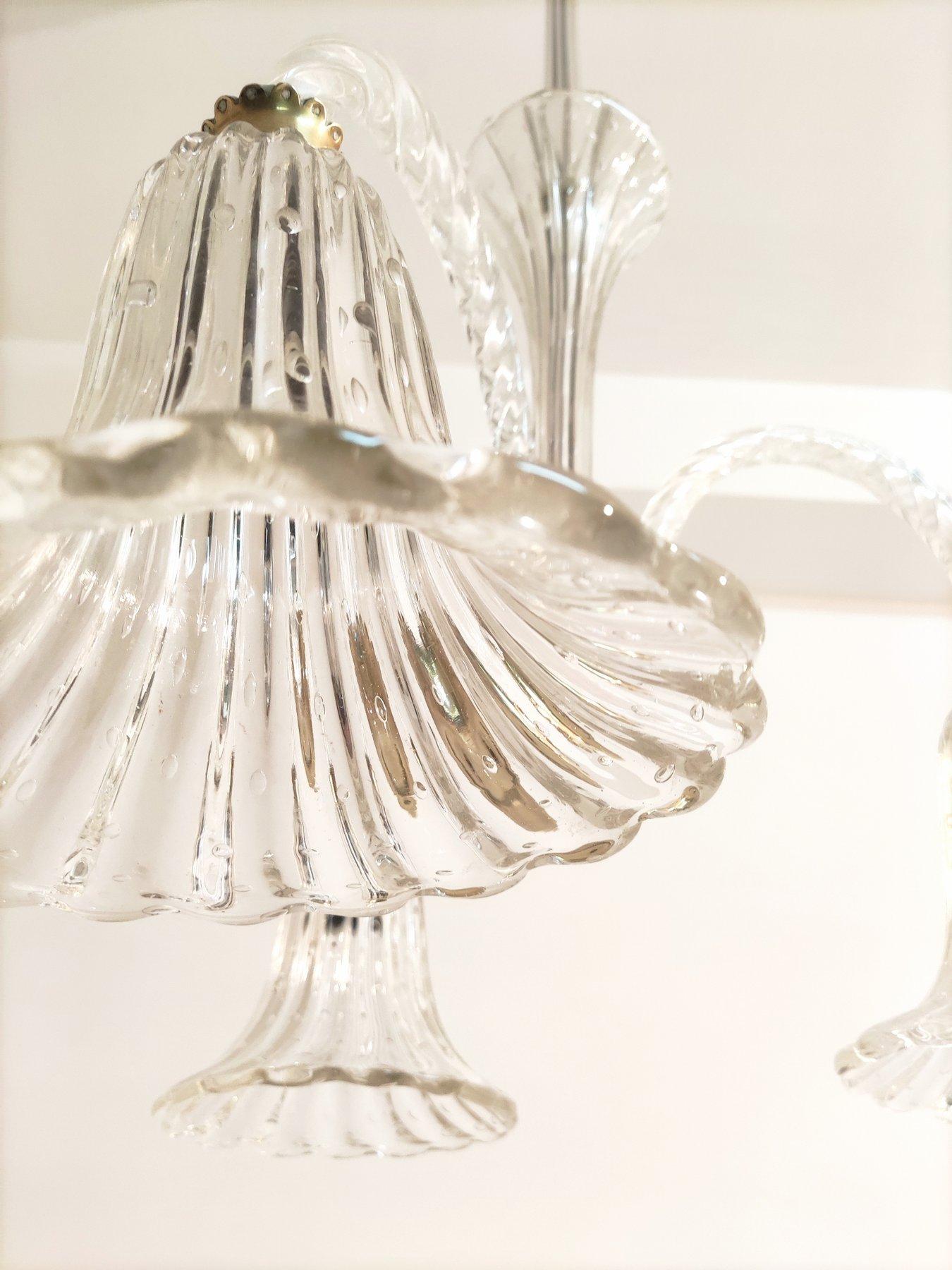 Barovier & Toso Murano Klarglas-Kronleuchter, Italien 1950er Jahre im Angebot 1