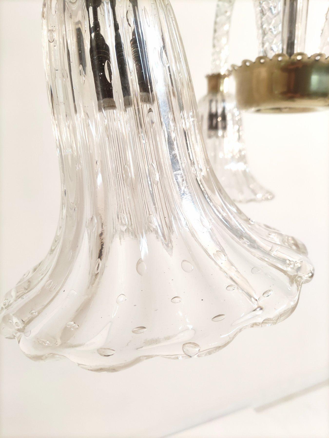 Barovier & Toso Murano Klarglas-Kronleuchter, Italien 1950er Jahre im Angebot 2