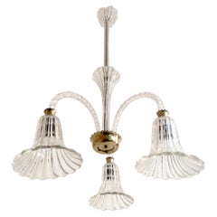 Barovier & Toso Murano Clear Glass Chandelier, Italy 1950's