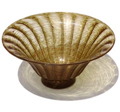 Barovier Toso Murano Kupfer Aventurin Italienische Kunst Glas Centerpiece Obstschale