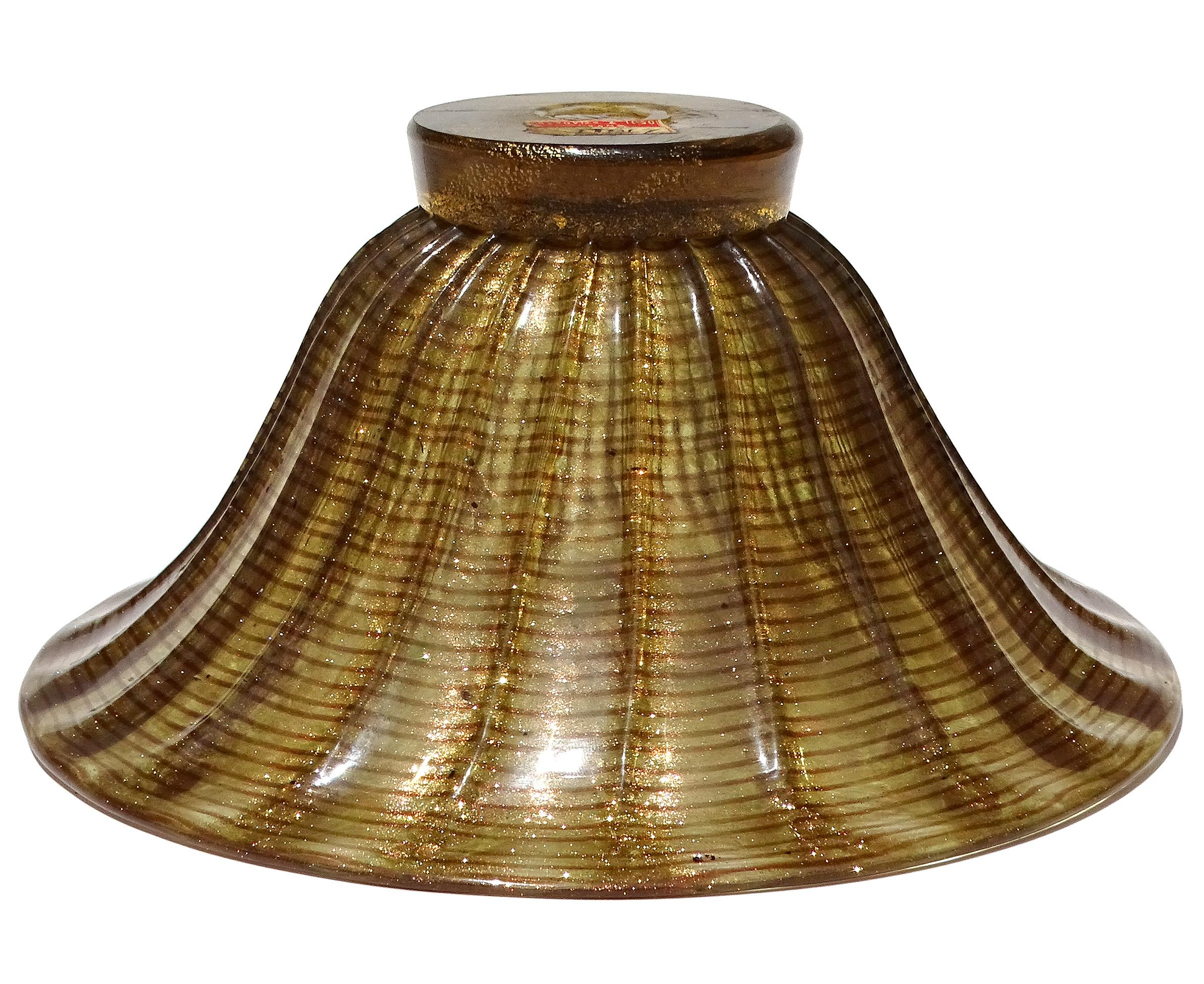Fatto a mano Barovier&Toso, ciotola da centrotavola in vetro artistico italiano di Murano con rame e avventurina in vendita