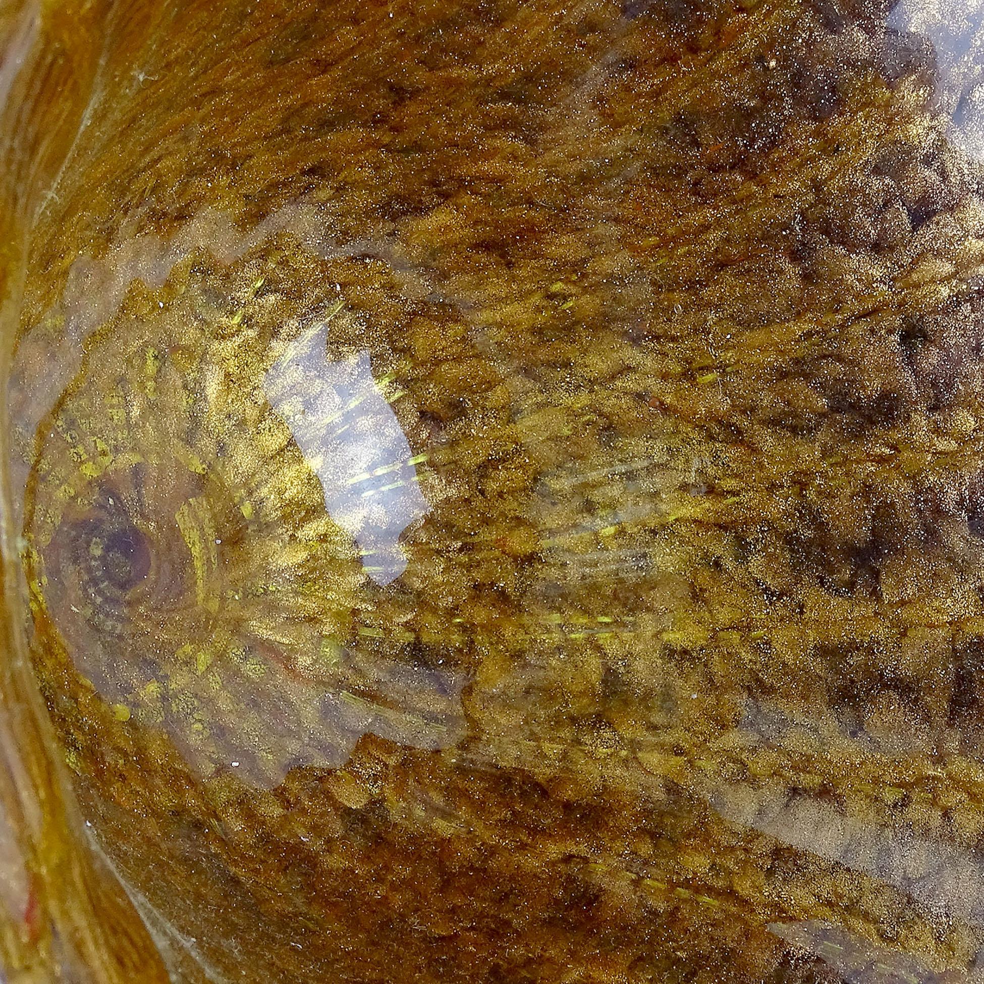 Vetro Barovier&Toso, ciotola da centrotavola in vetro artistico italiano di Murano con rame e avventurina in vendita
