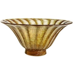 Barovier Toso Murano Kupfer Aventurin Italienische Kunst Glas Centerpiece Obstschale