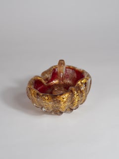 Barovier & Toso Murano "Cordonato d'Oro" Art Glass Bowl & Rare Glass Tamper