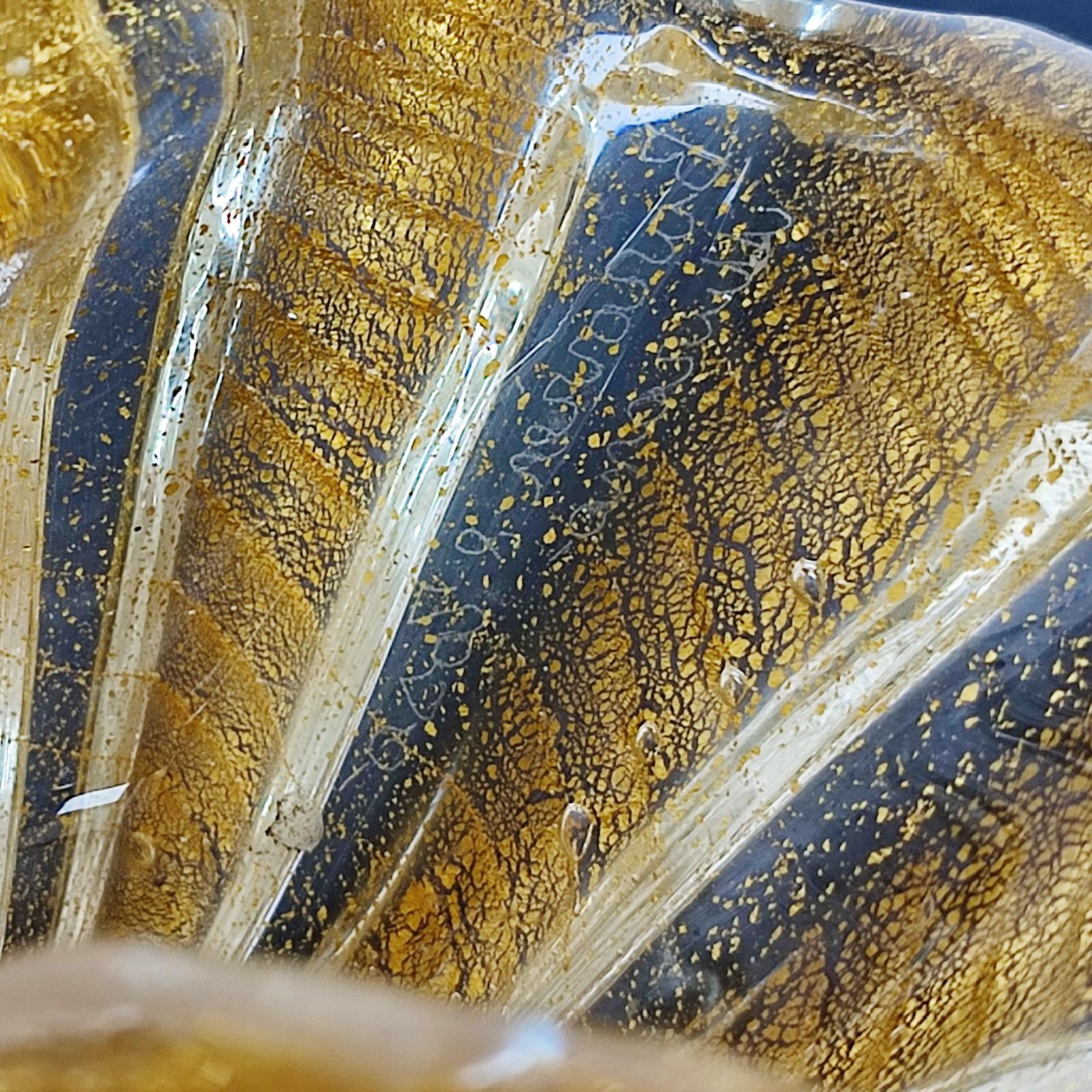 Barovier & Toso Murano Cordonato d'Oro Ciotola, gerippte Schale aus Kunstglas 1950er Jahre im Angebot 3