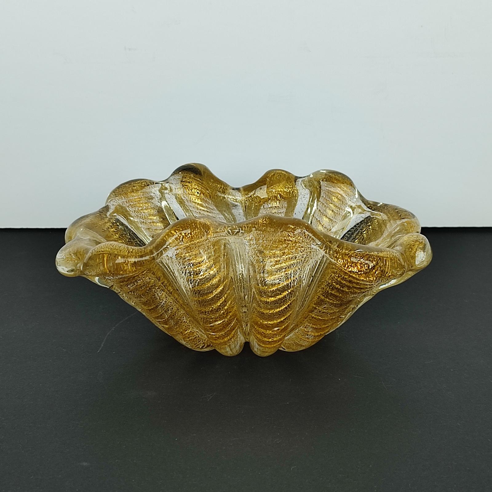 Barovier & Toso Murano Cordonato d'Oro Ciotola, gerippte Schale aus Kunstglas 1950er Jahre im Angebot 4