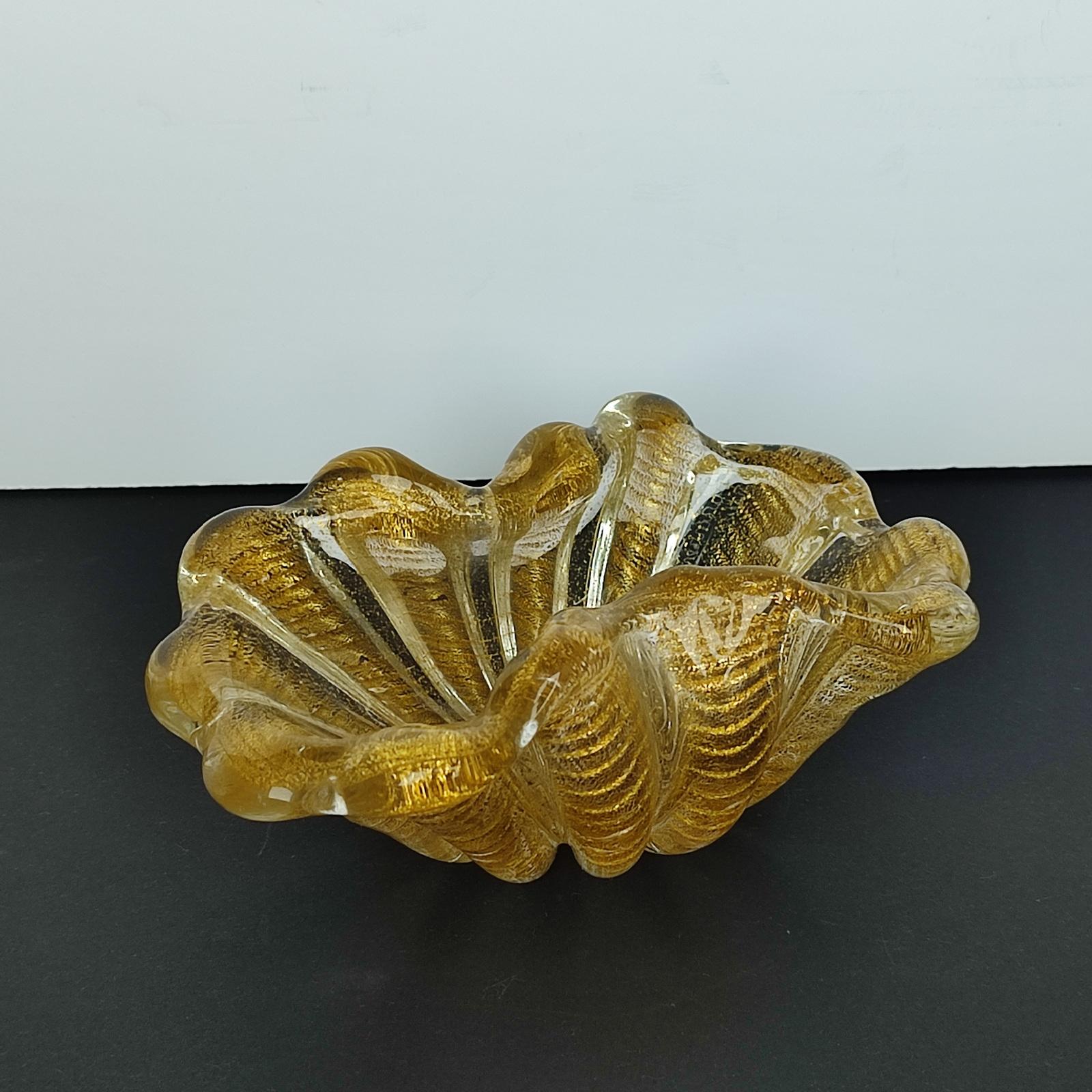 Barovier & Toso Murano Cordonato d'Oro Ciotola, gerippte Schale aus Kunstglas 1950er Jahre (Moderne der Mitte des Jahrhunderts) im Angebot