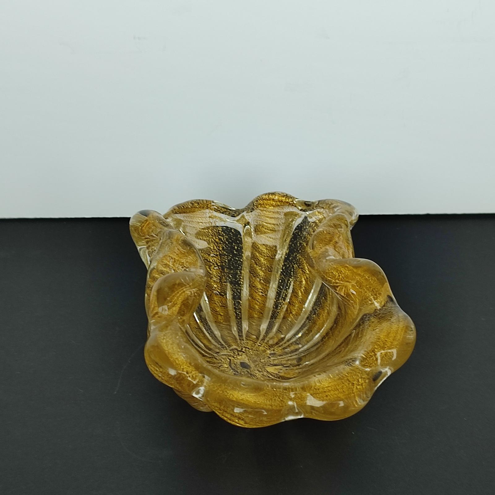 Barovier & Toso Murano Cordonato d'Oro Ciotola, gerippte Schale aus Kunstglas 1950er Jahre (Italienisch) im Angebot