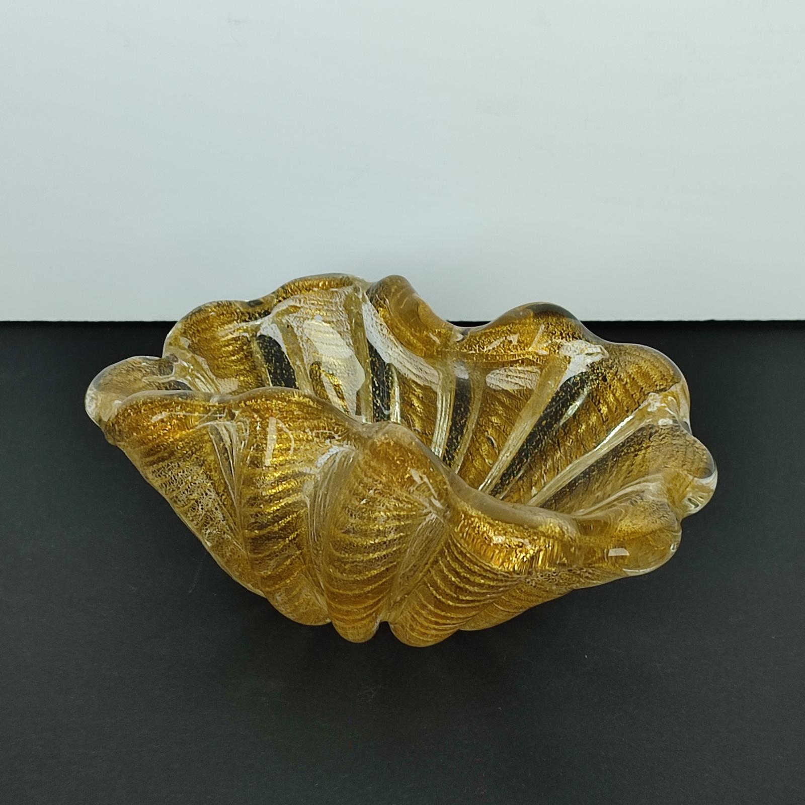 Barovier & Toso Murano Cordonato d'Oro Ciotola, gerippte Schale aus Kunstglas 1950er Jahre im Zustand „Hervorragend“ im Angebot in Bochum, NRW