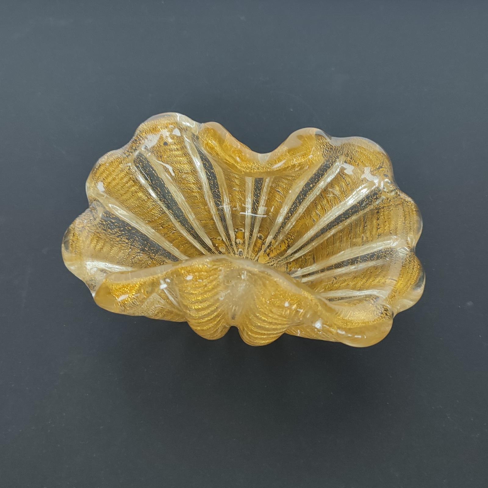 Barovier & Toso Murano Cordonato d'Oro Ciotola, gerippte Schale aus Kunstglas 1950er Jahre (Muranoglas) im Angebot