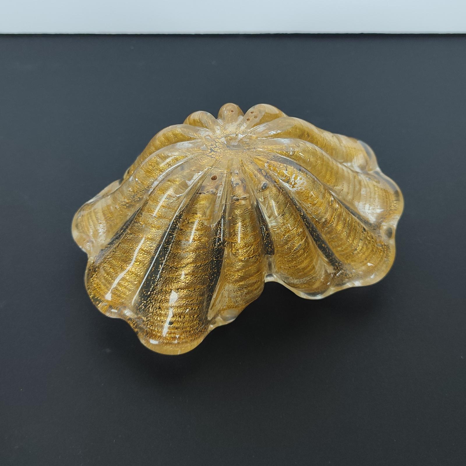 Barovier & Toso Murano Cordonato d'Oro Ciotola, gerippte Schale aus Kunstglas 1950er Jahre im Angebot 1