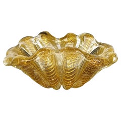 Barovier&Toso Murano Cordonato d'Oro Ciotola, bol strié en verre d'art années 1950