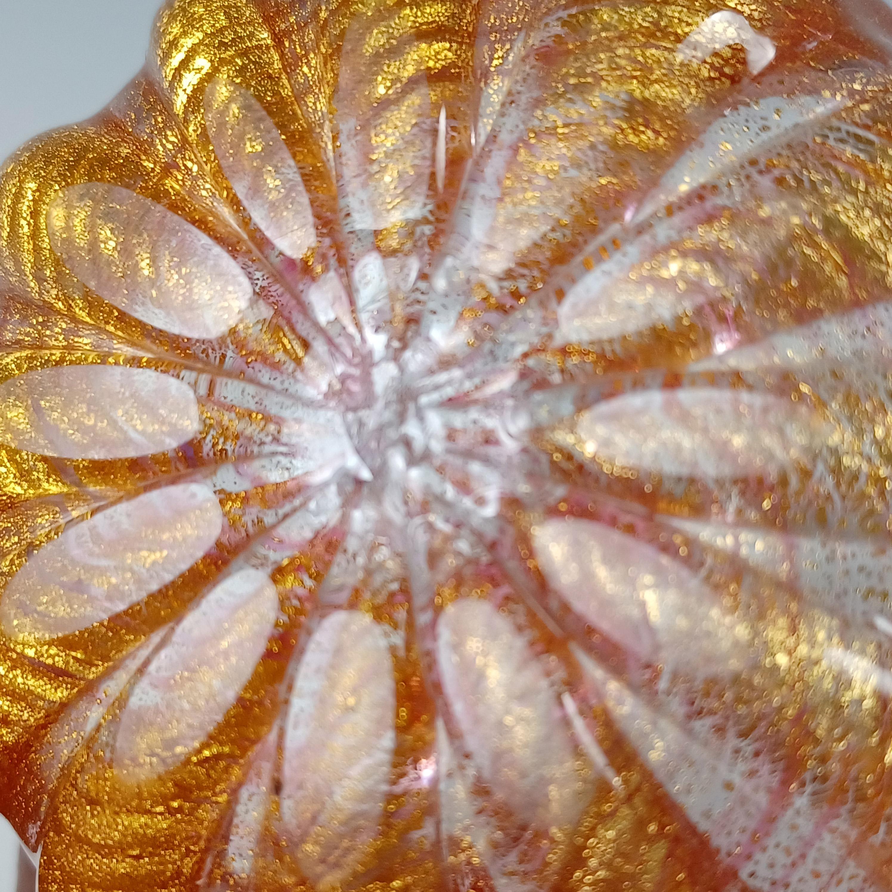 Barovier&Toso Murano Cordonato d'Oro Feuille d'or Bol en verre rouge en vente 3