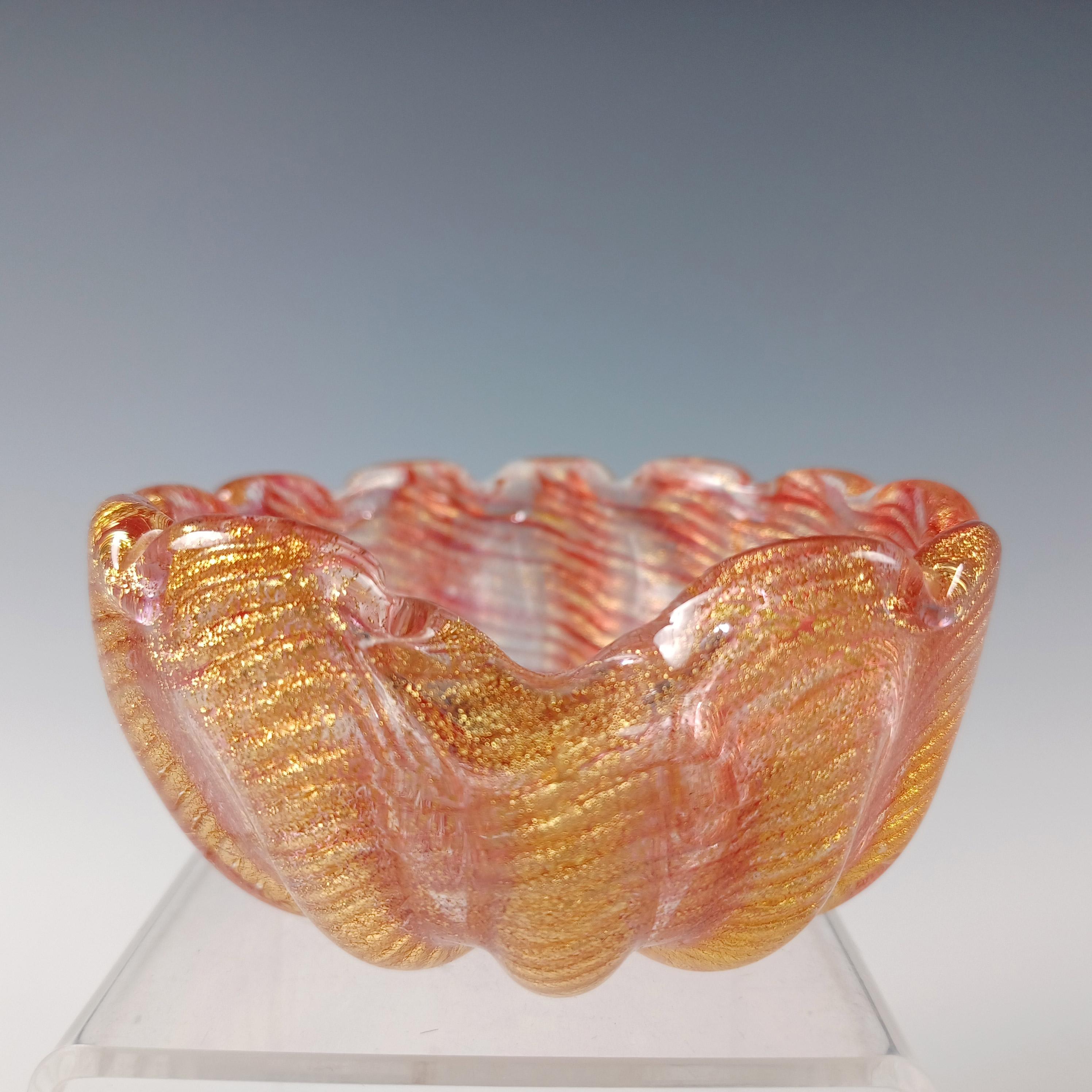 italien Barovier&Toso Murano Cordonato d'Oro Feuille d'or Bol en verre rouge en vente