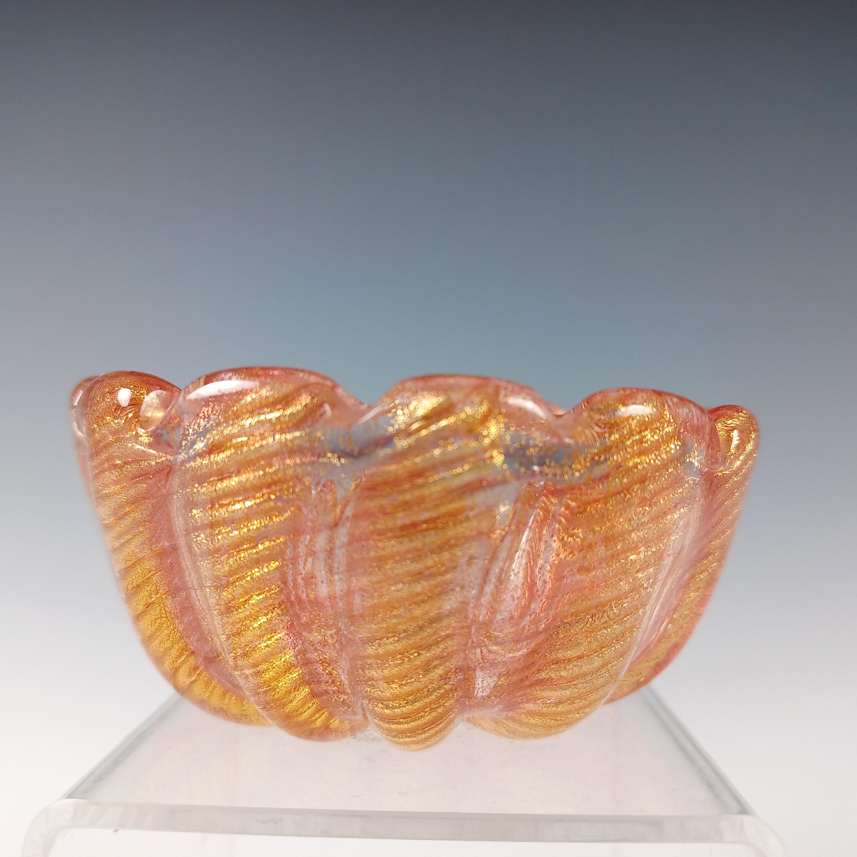 Barovier&Toso Murano Cordonato d'Oro Feuille d'or Bol en verre rouge en vente 1