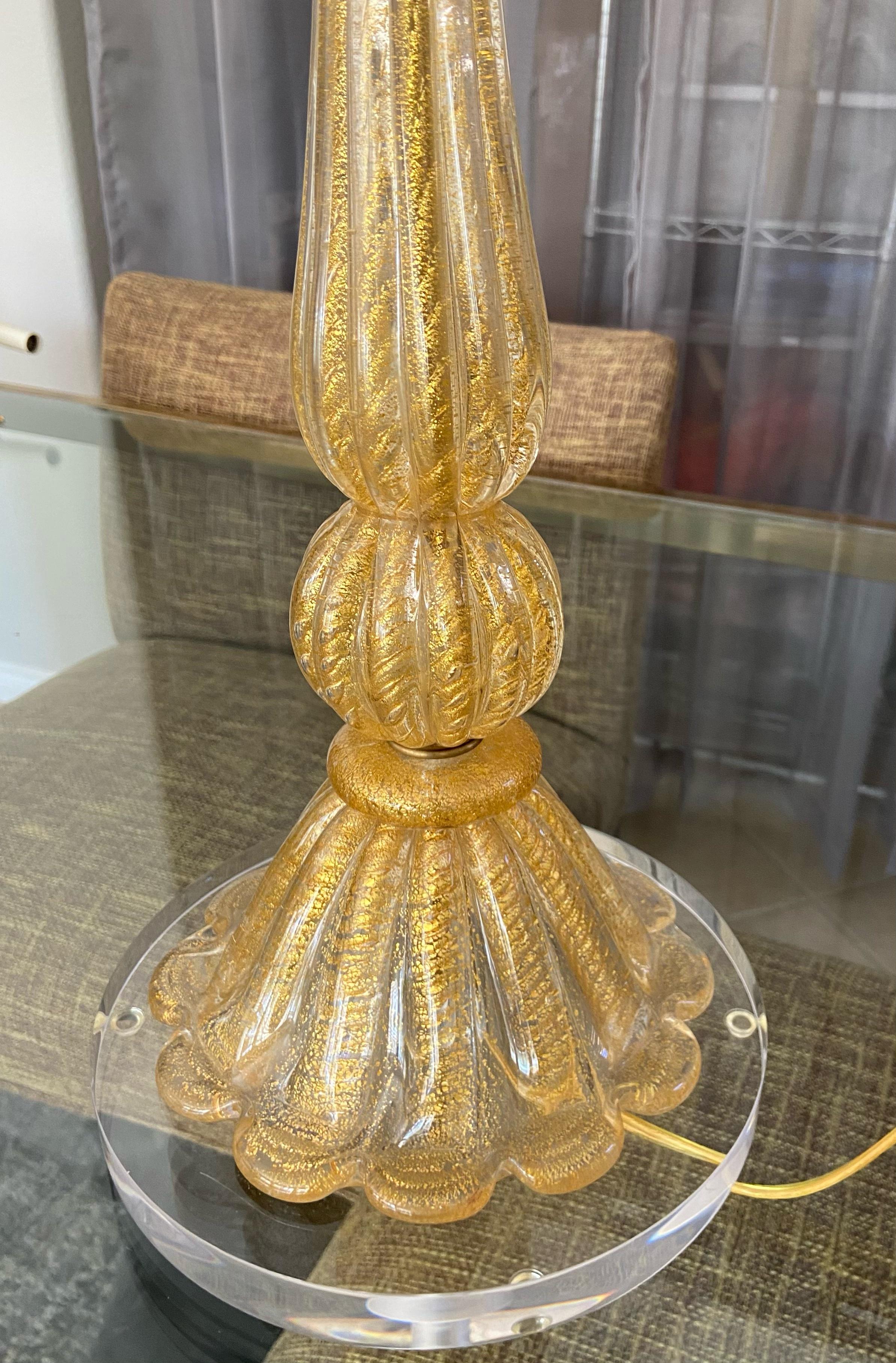 Barovier & Toso Murano Coronado d'Oro Glass Table Lamp For Sale 1
