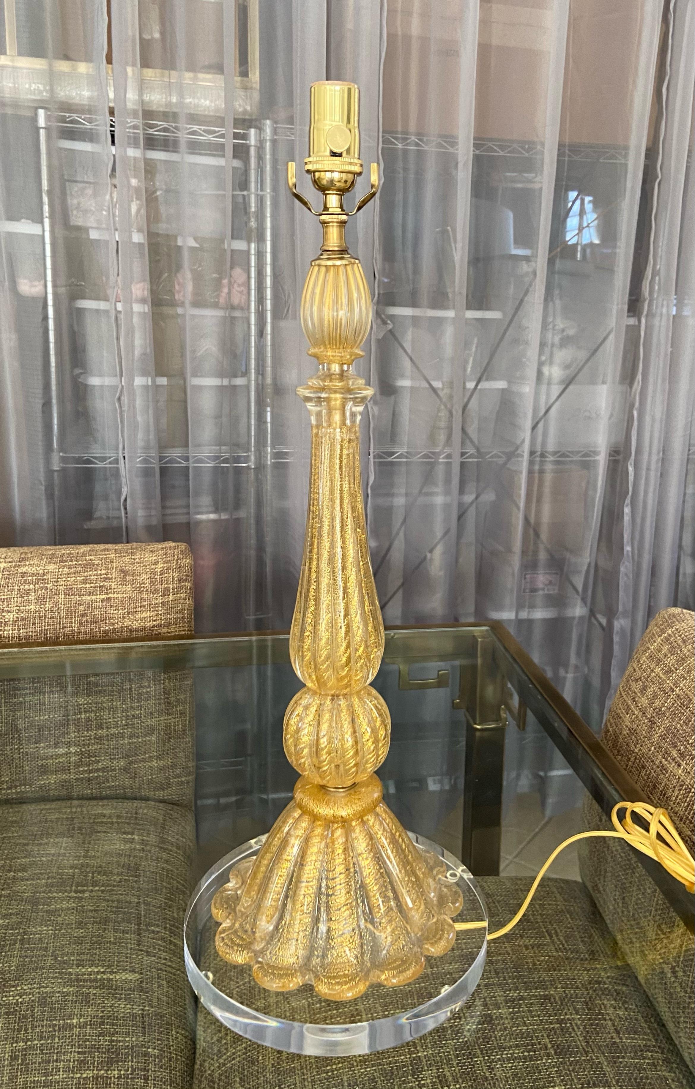 Barovier & Toso Murano Coronado d'Oro Glass Table Lamp For Sale 3