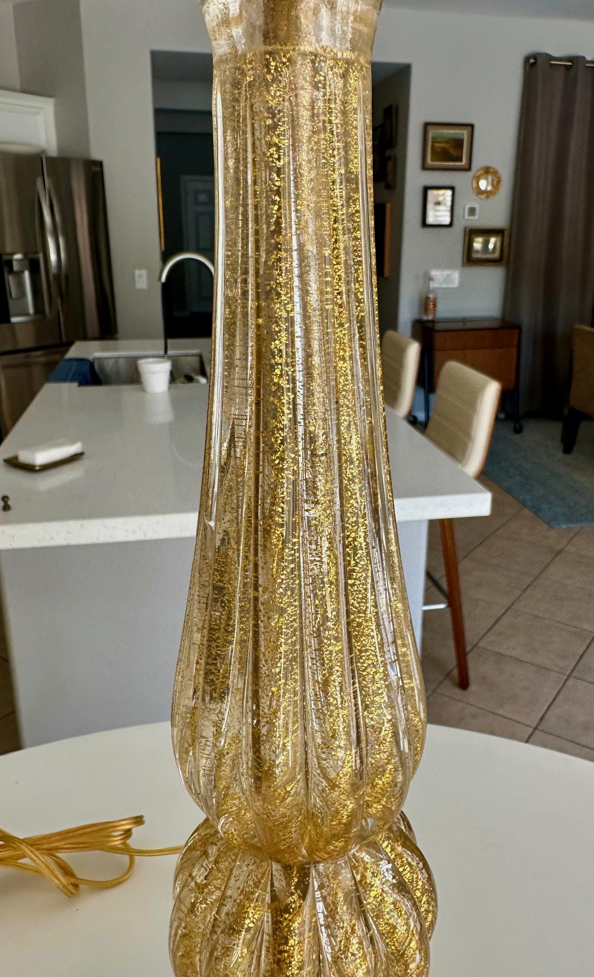 Barovier & Toso Lámpara de mesa de cristal de Murano Coronado d'Oro en venta 6