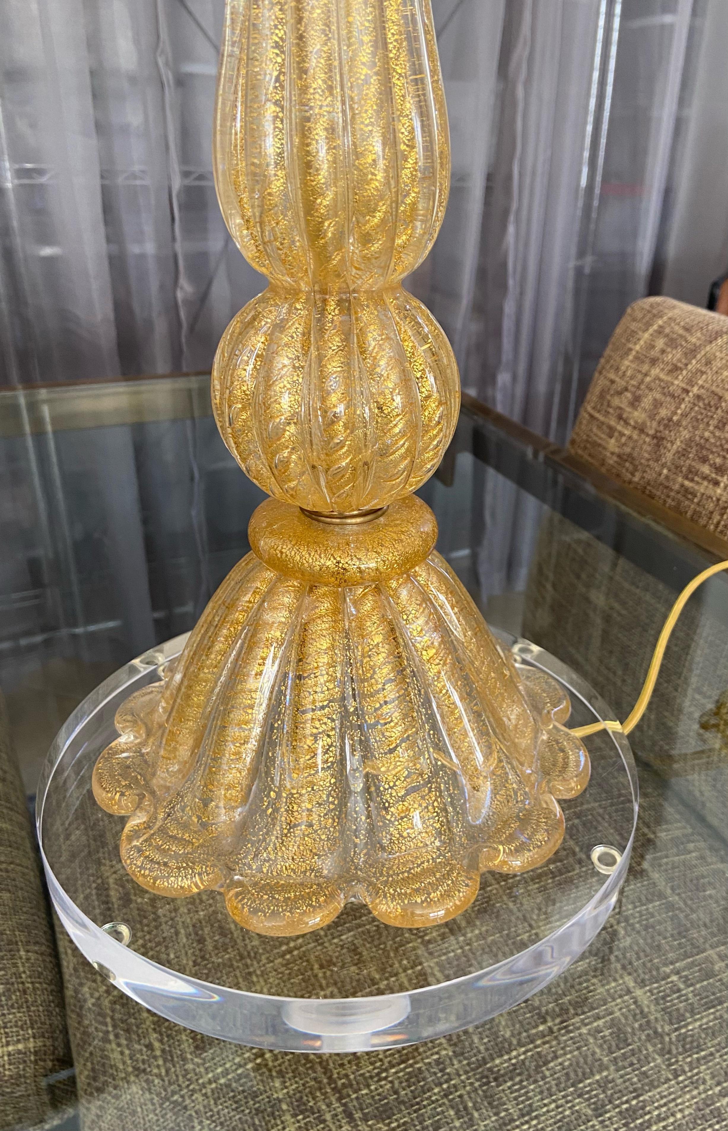 Barovier & Toso Murano Coronado d'Oro Glass Table Lamp For Sale 4