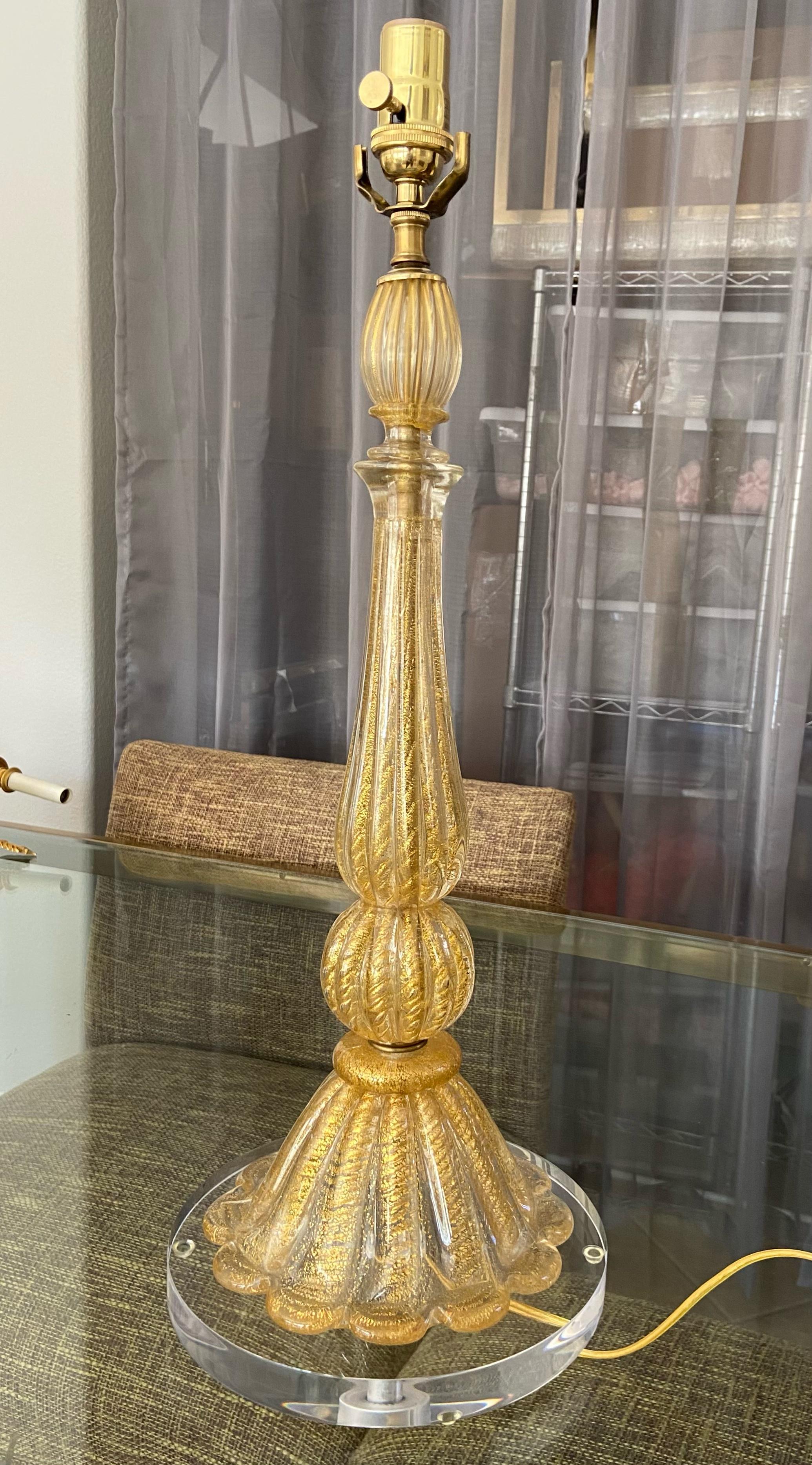 Barovier & Toso Murano Coronado d'Oro Glass Table Lamp For Sale 5