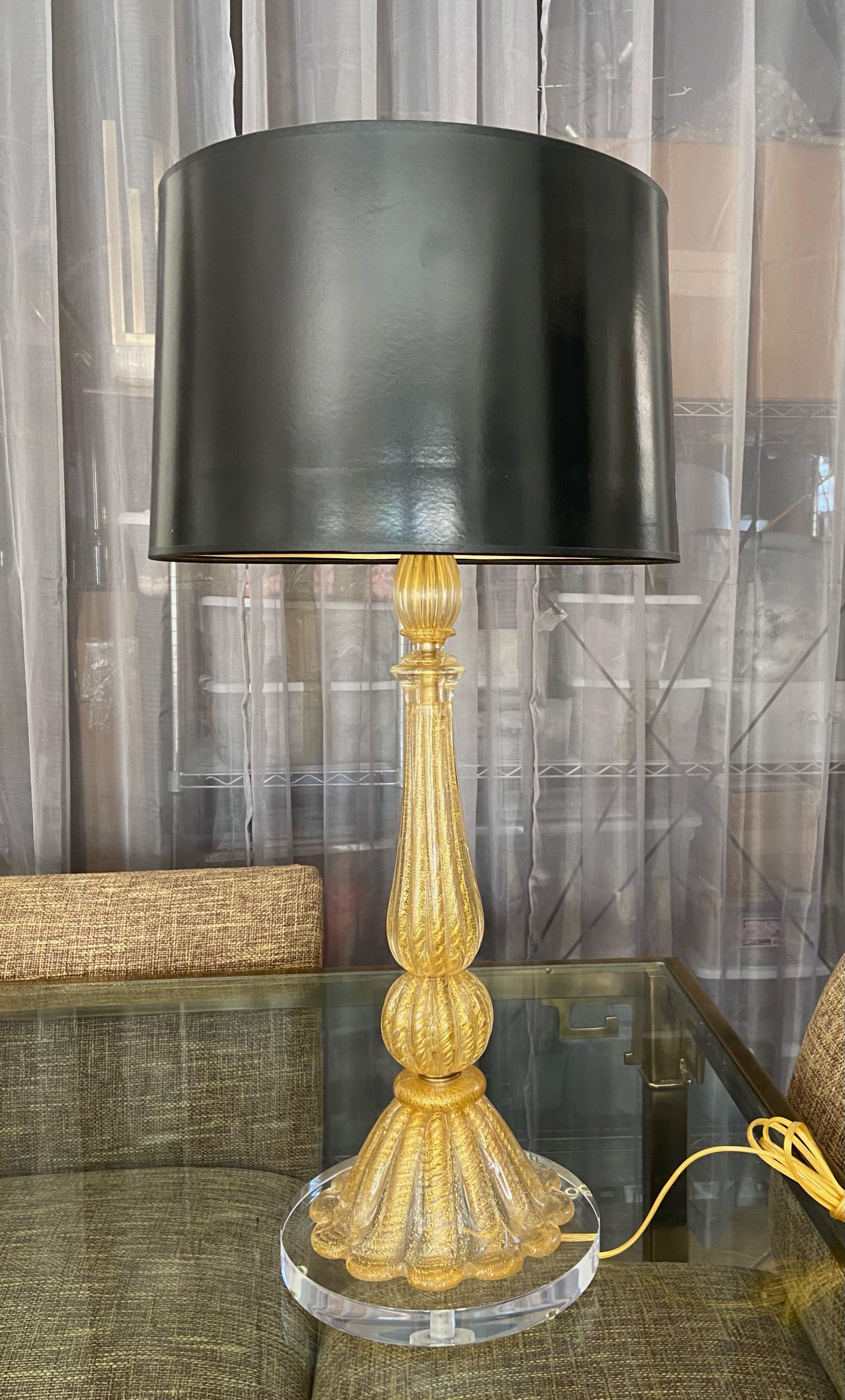 Barovier & Toso Murano Coronado d'Oro Glass Table Lamp For Sale 6