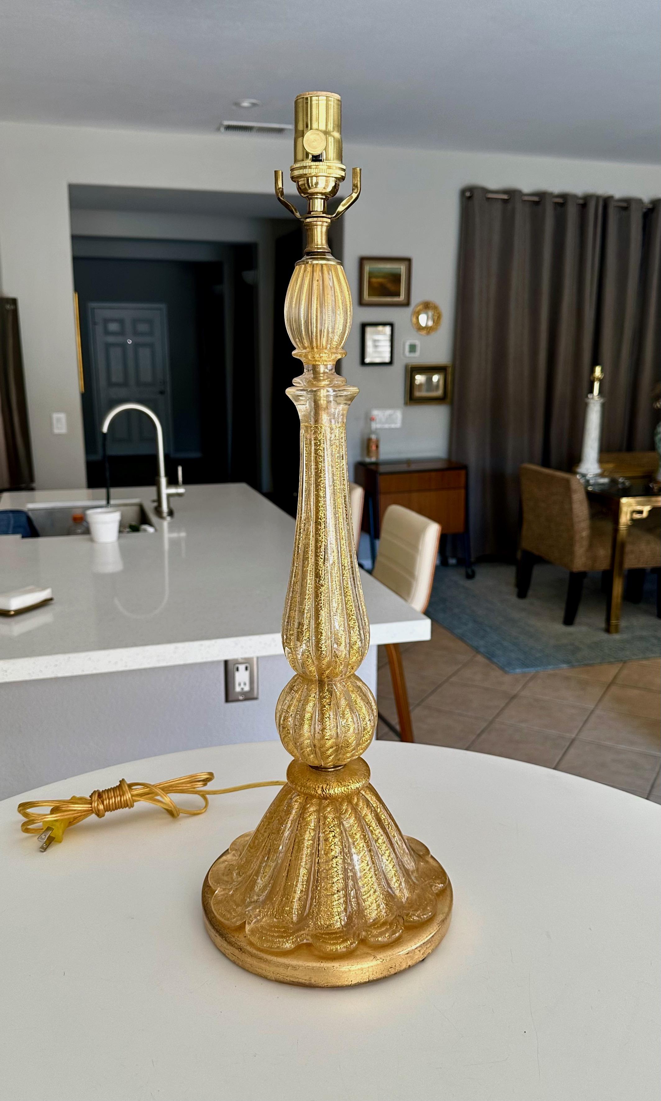 Barovier & Toso Lámpara de mesa de cristal de Murano Coronado d'Oro Italiano en venta