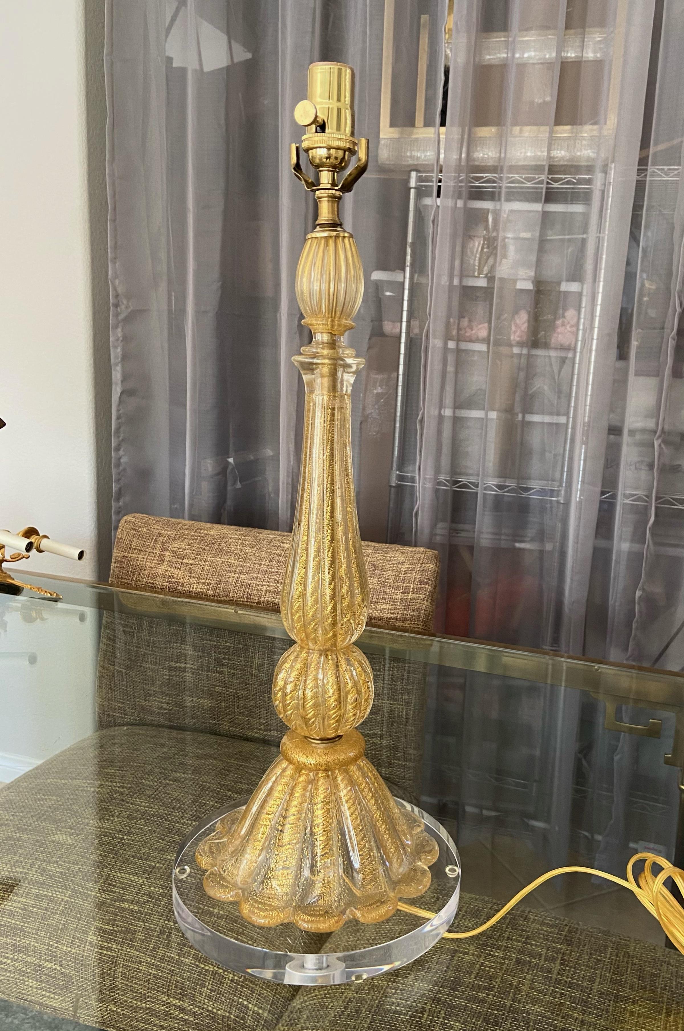 italien Barovier & Toso - Lampe de bureau Coronado d'Oro en verre de Murano en vente