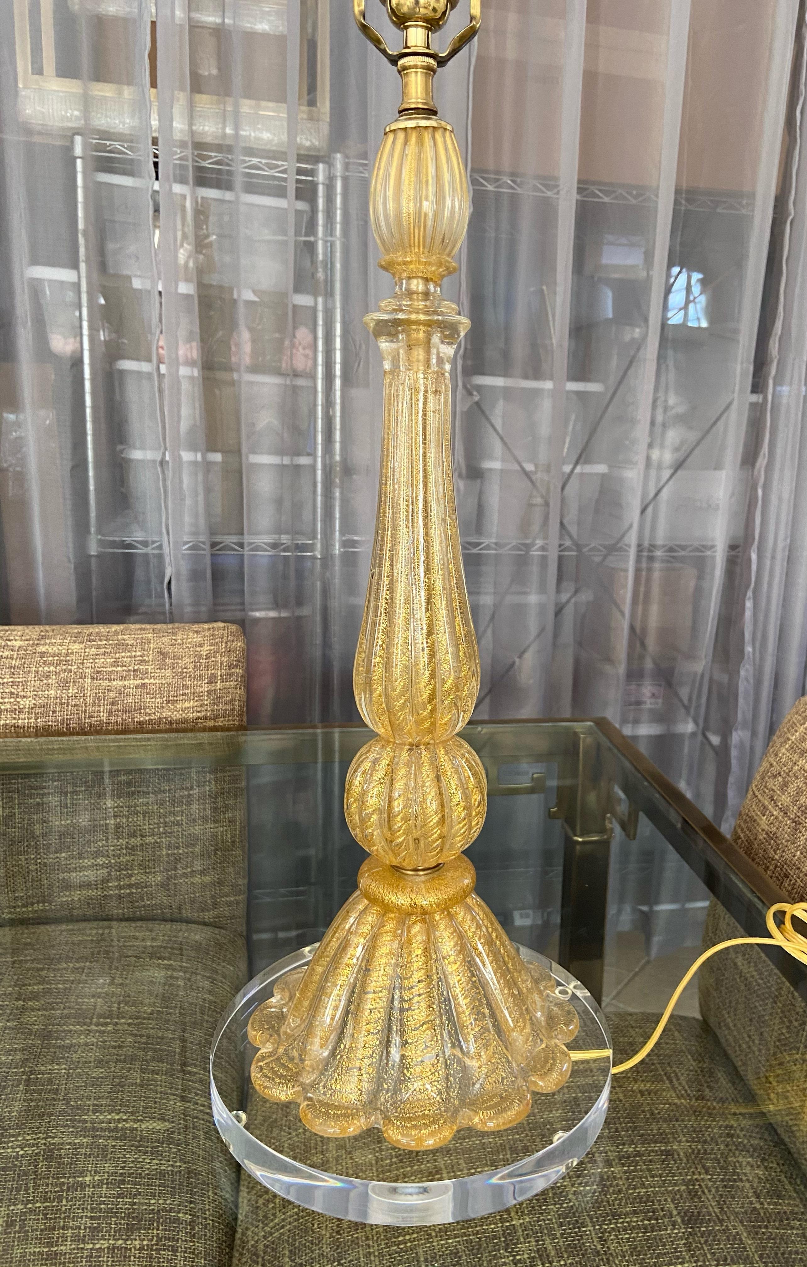 Barovier & Toso - Lampe de bureau Coronado d'Oro en verre de Murano Bon état - En vente à Palm Springs, CA