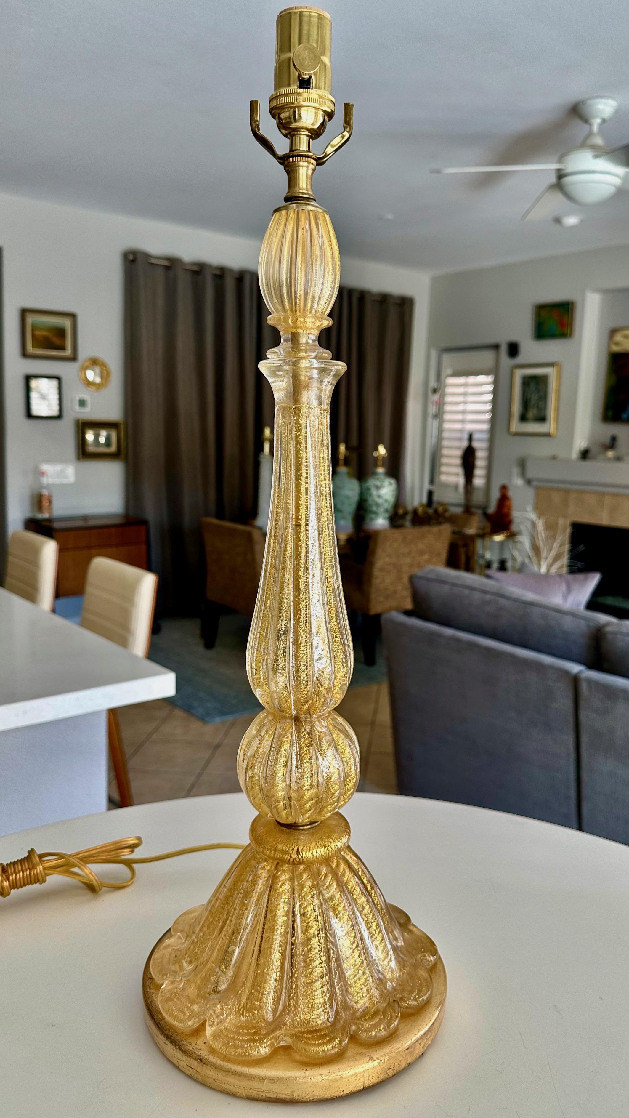Barovier & Toso Lámpara de mesa de cristal de Murano Coronado d'Oro Latón en venta
