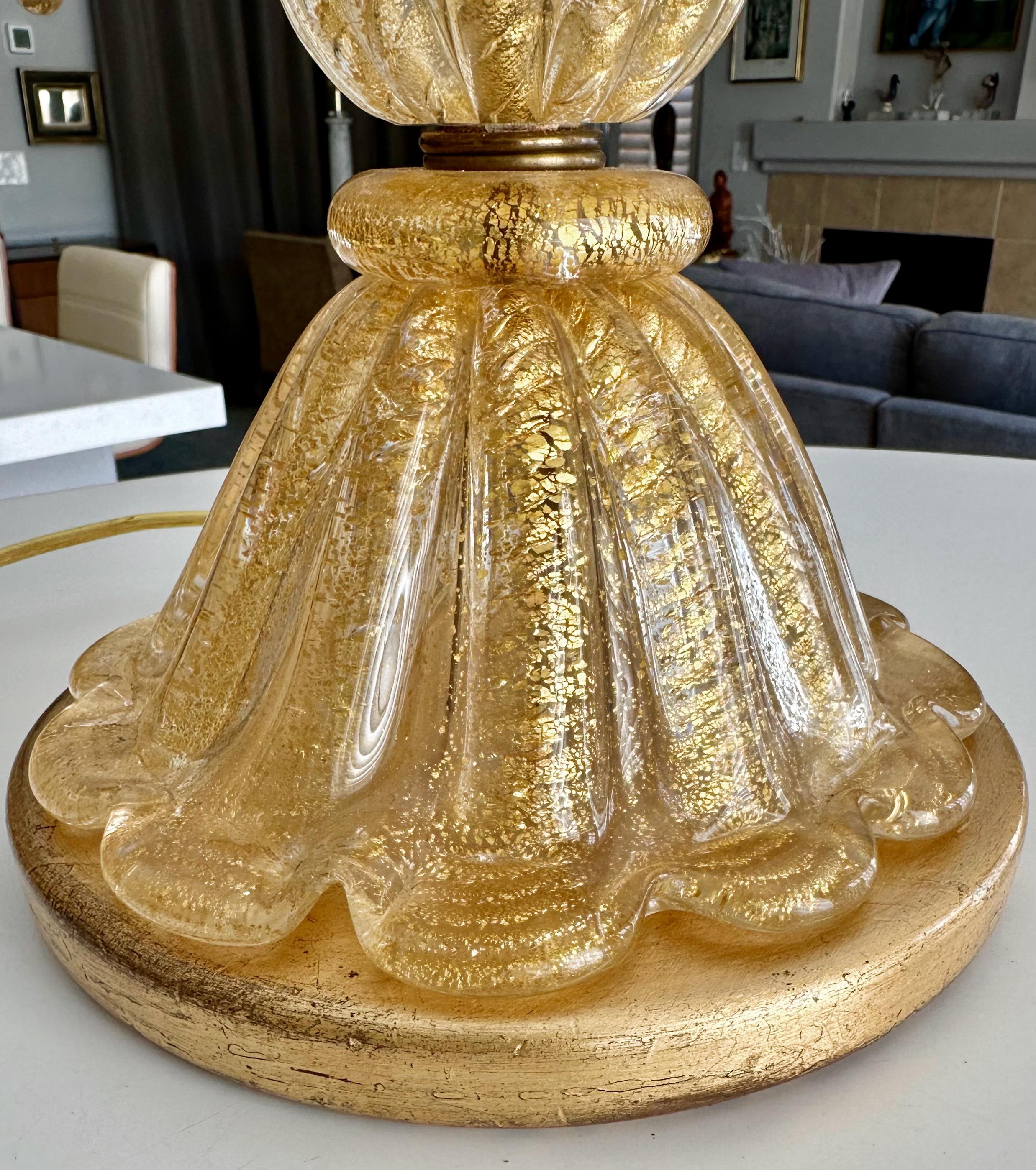 Barovier & Toso Lámpara de mesa de cristal de Murano Coronado d'Oro en venta 2