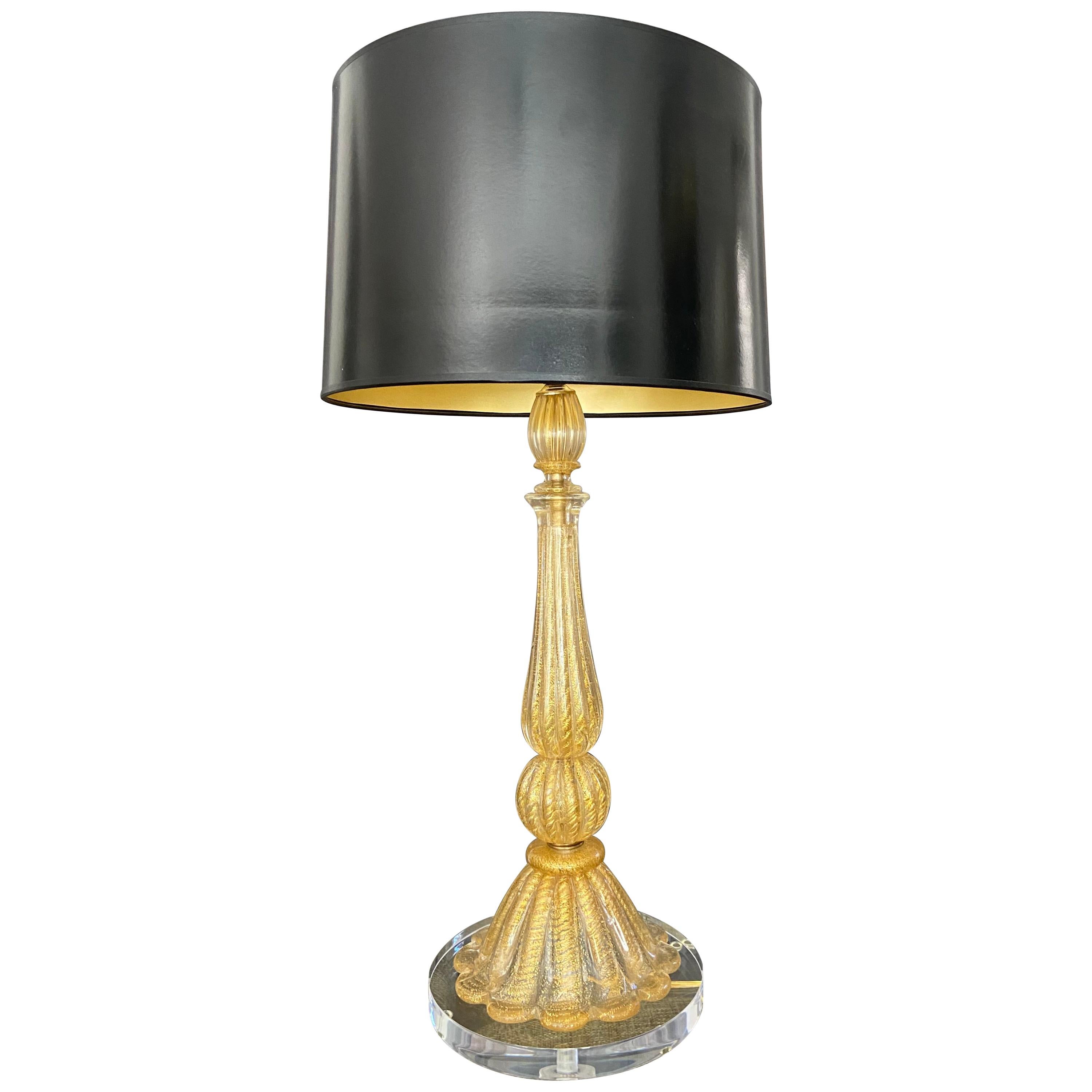 Barovier & Toso Murano Coronado d'Oro Glas-Tischlampe