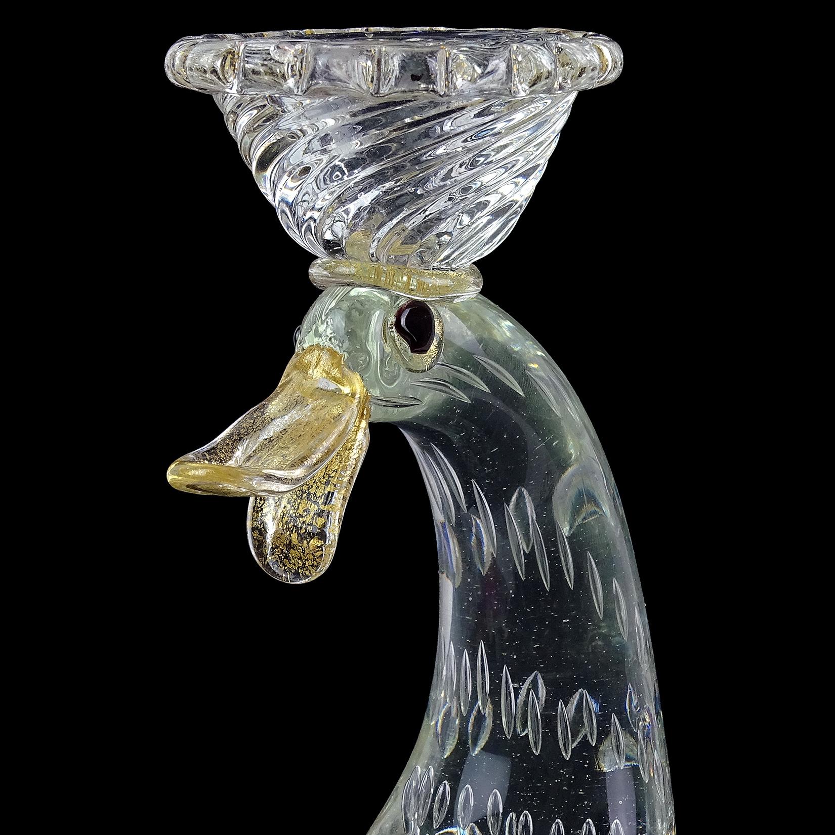 Fait main Barovier Toso Murano Crystal Clear Gold Art Glass Sculpture en vente