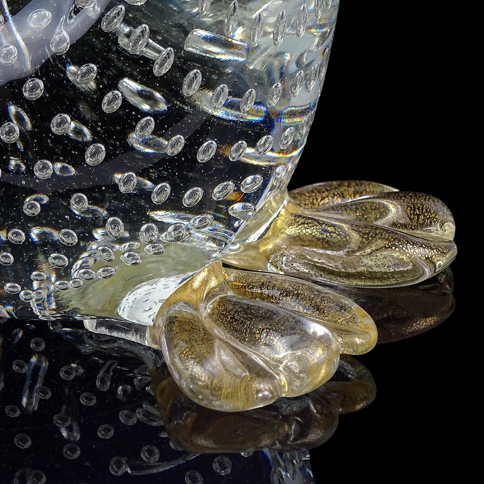 Barovier Toso Murano Kristall Klar Gold Italienische Kunst Glas Kerzenleuchter Skulptur im Angebot 1