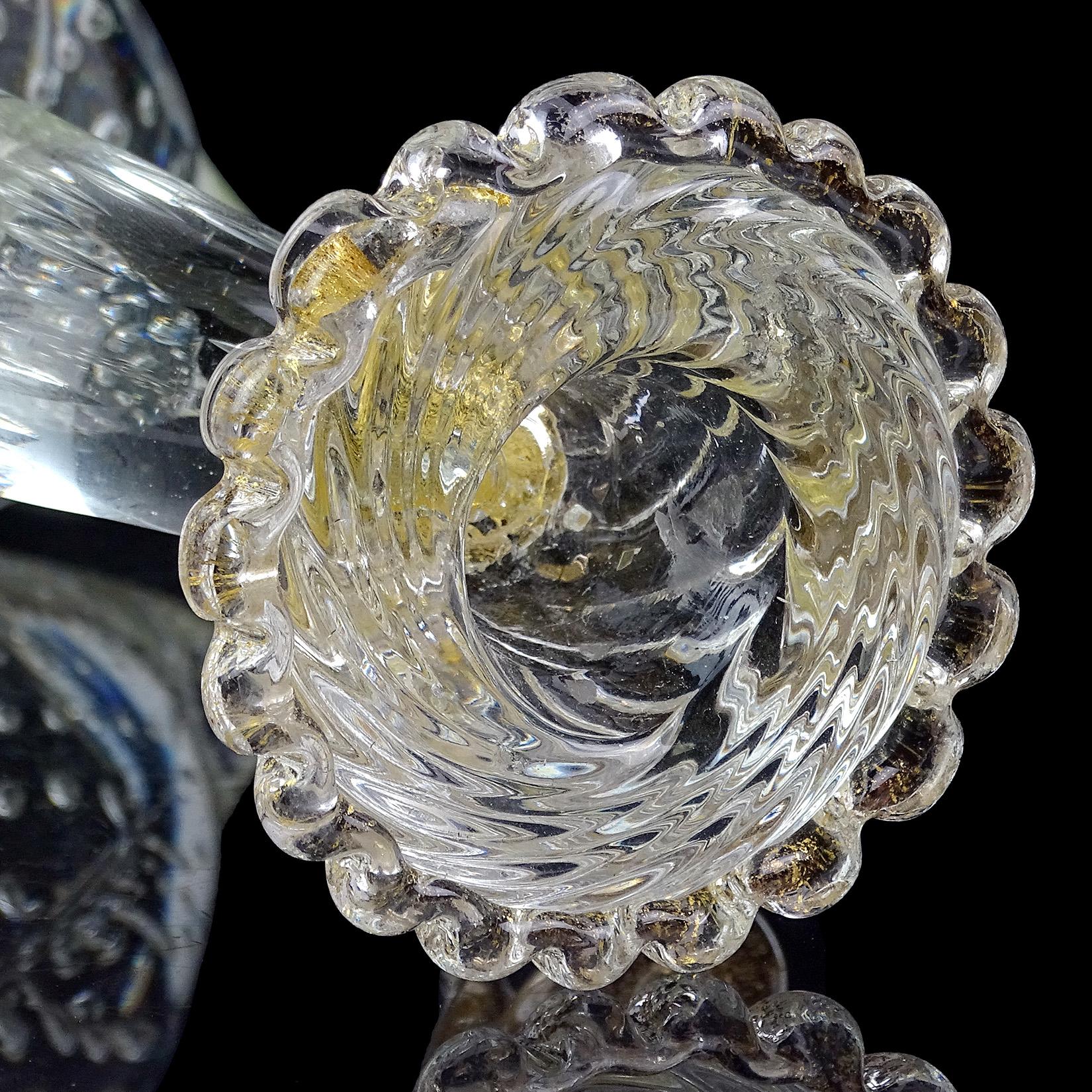 Barovier Toso Murano Crystal Clear Gold Art Glass Sculpture en vente 1