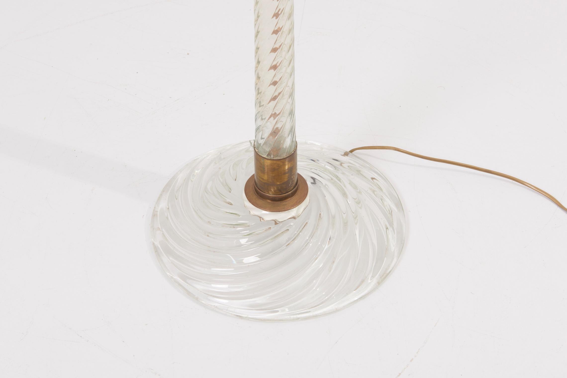 Glass Barovier & Toso Murano Floor Lamp with handmade Papershade, Italy, 1940s
