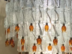 Barovier & Toso Murano Glass Blocks with Gold Rosettes Chandelier, 1940