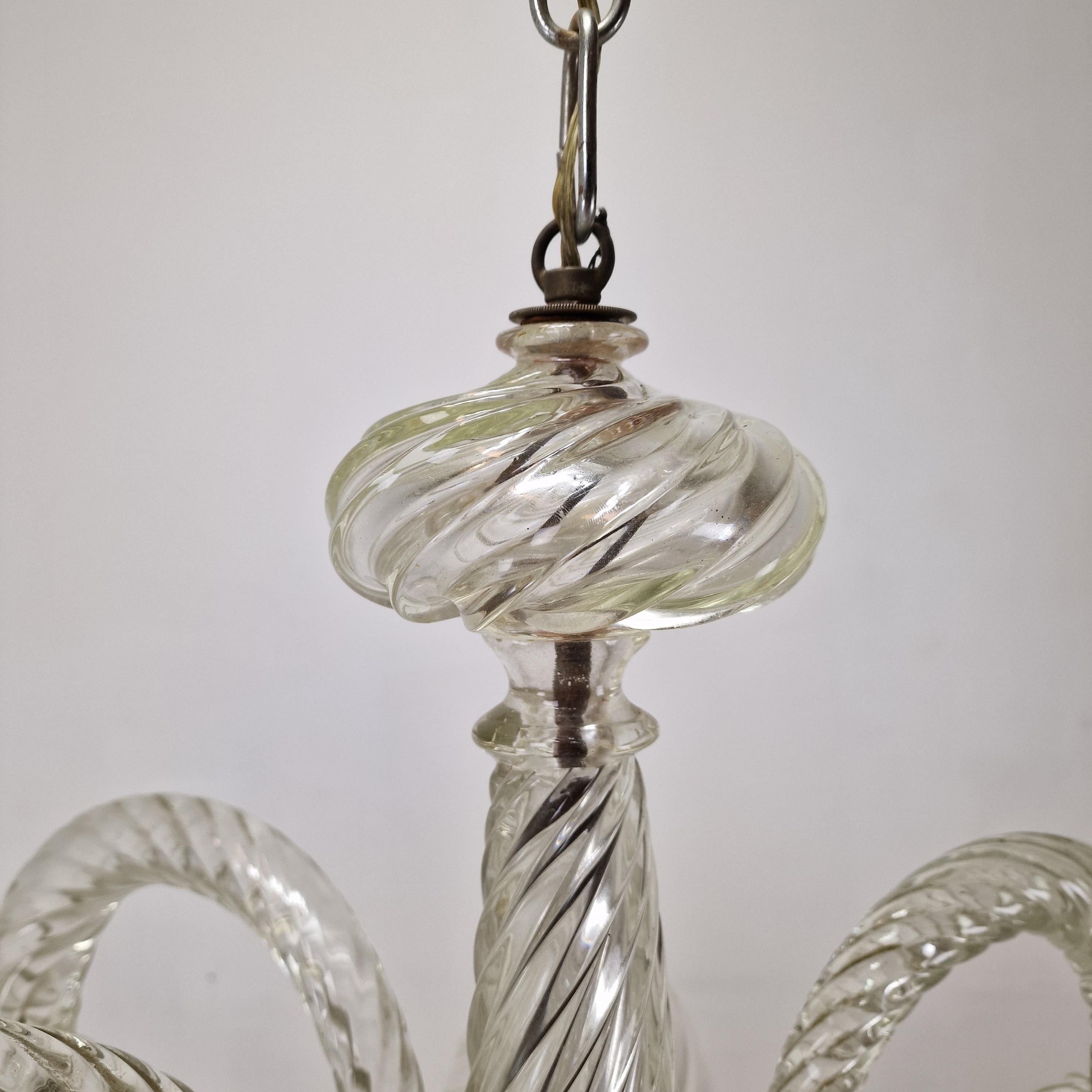 Barovier & Toso Murano Glass Chandelier, Italy 1950's For Sale 5