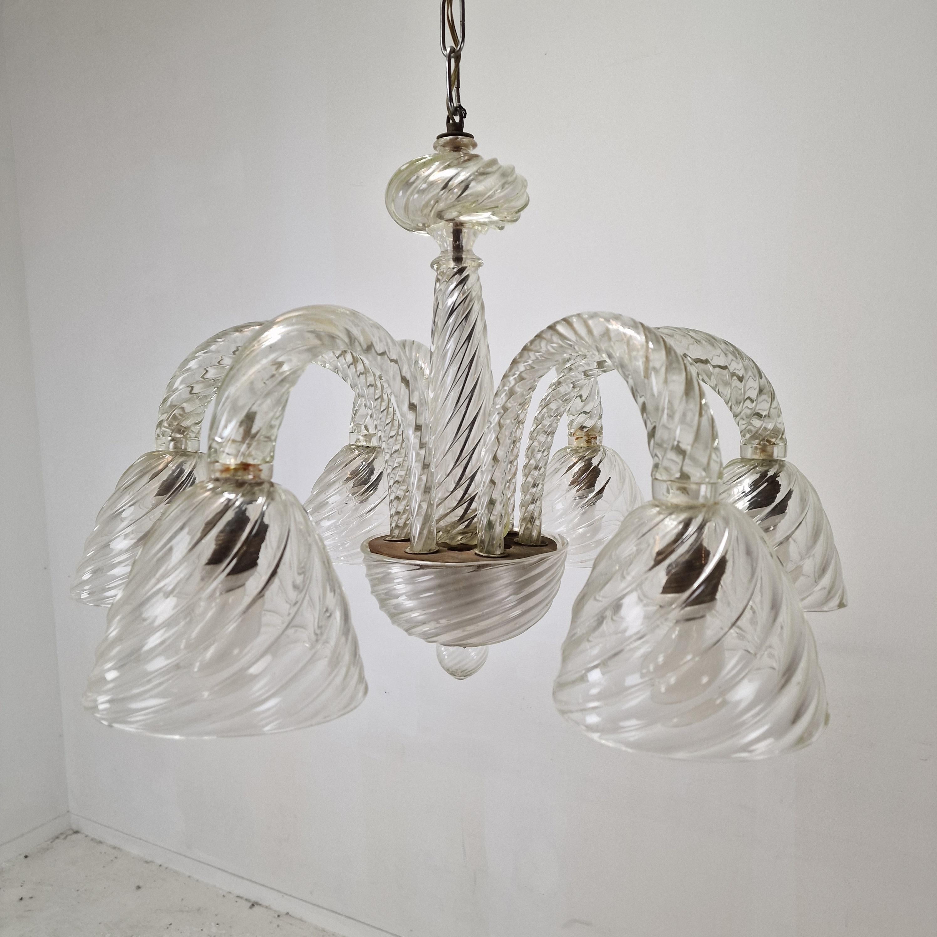 Barovier & Toso Murano Glass Chandelier, Italy 1950's For Sale 8