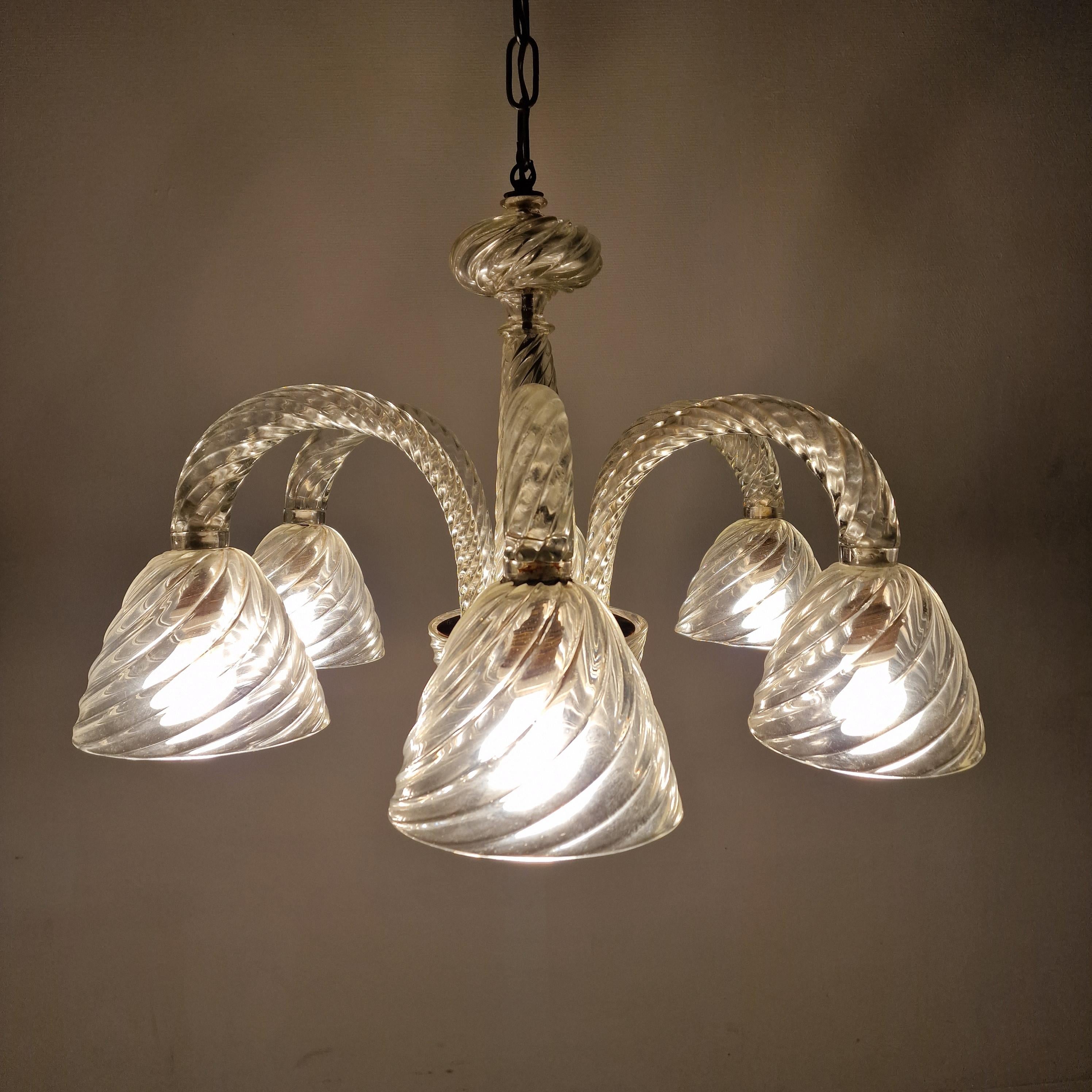 Hand-Crafted Barovier & Toso Murano Glass Chandelier, Italy 1950's For Sale
