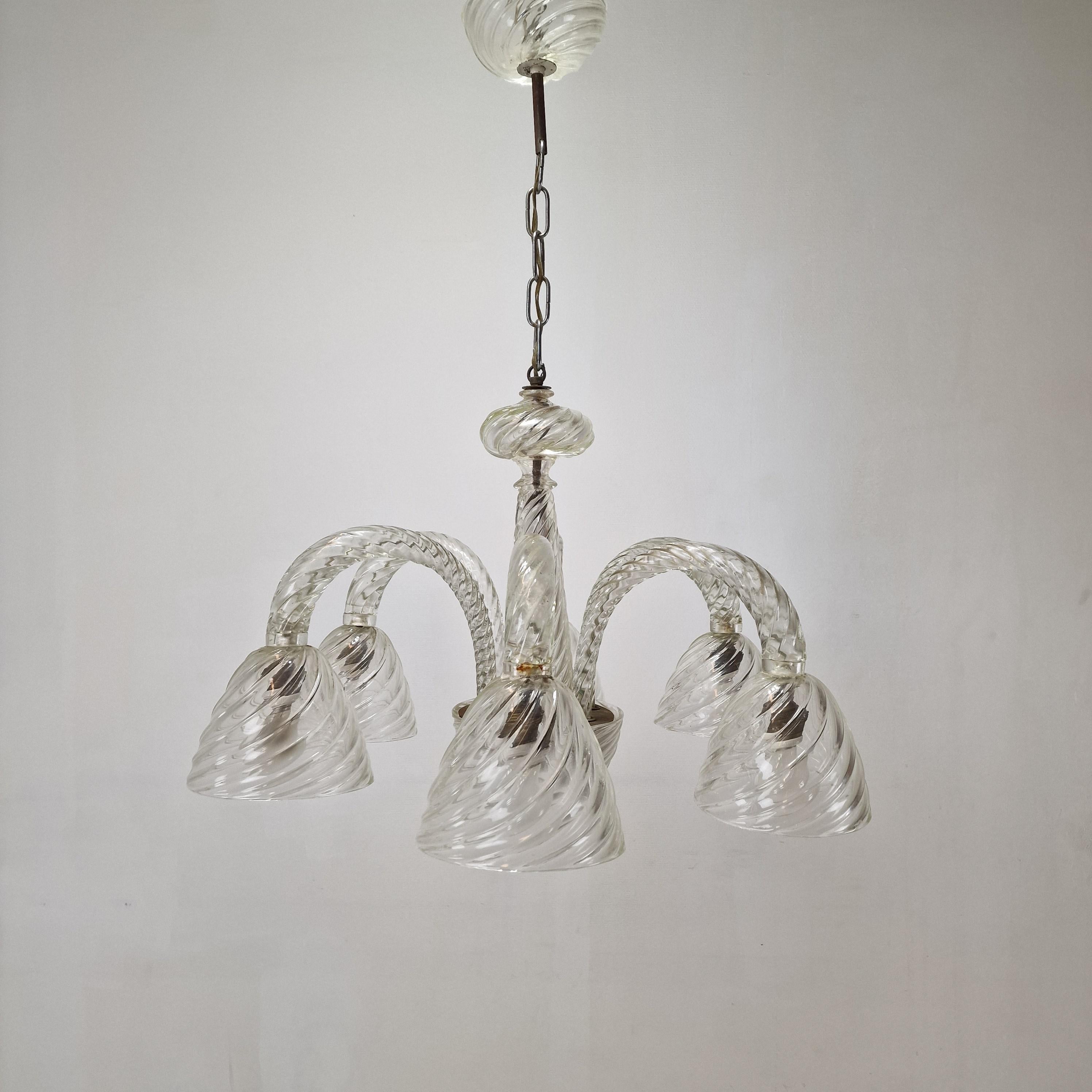 Mid-20th Century Barovier & Toso Murano Glass Chandelier, Italy 1950's For Sale