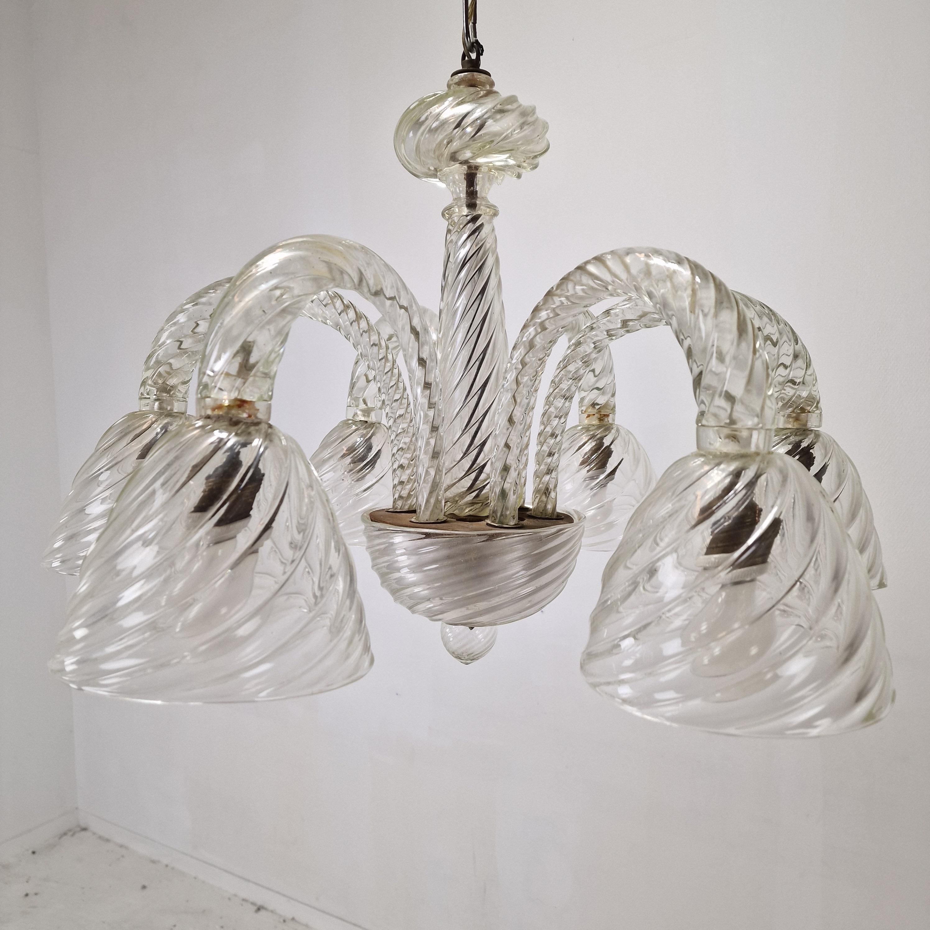Barovier & Toso Murano Glass Chandelier, Italy 1950's For Sale 2