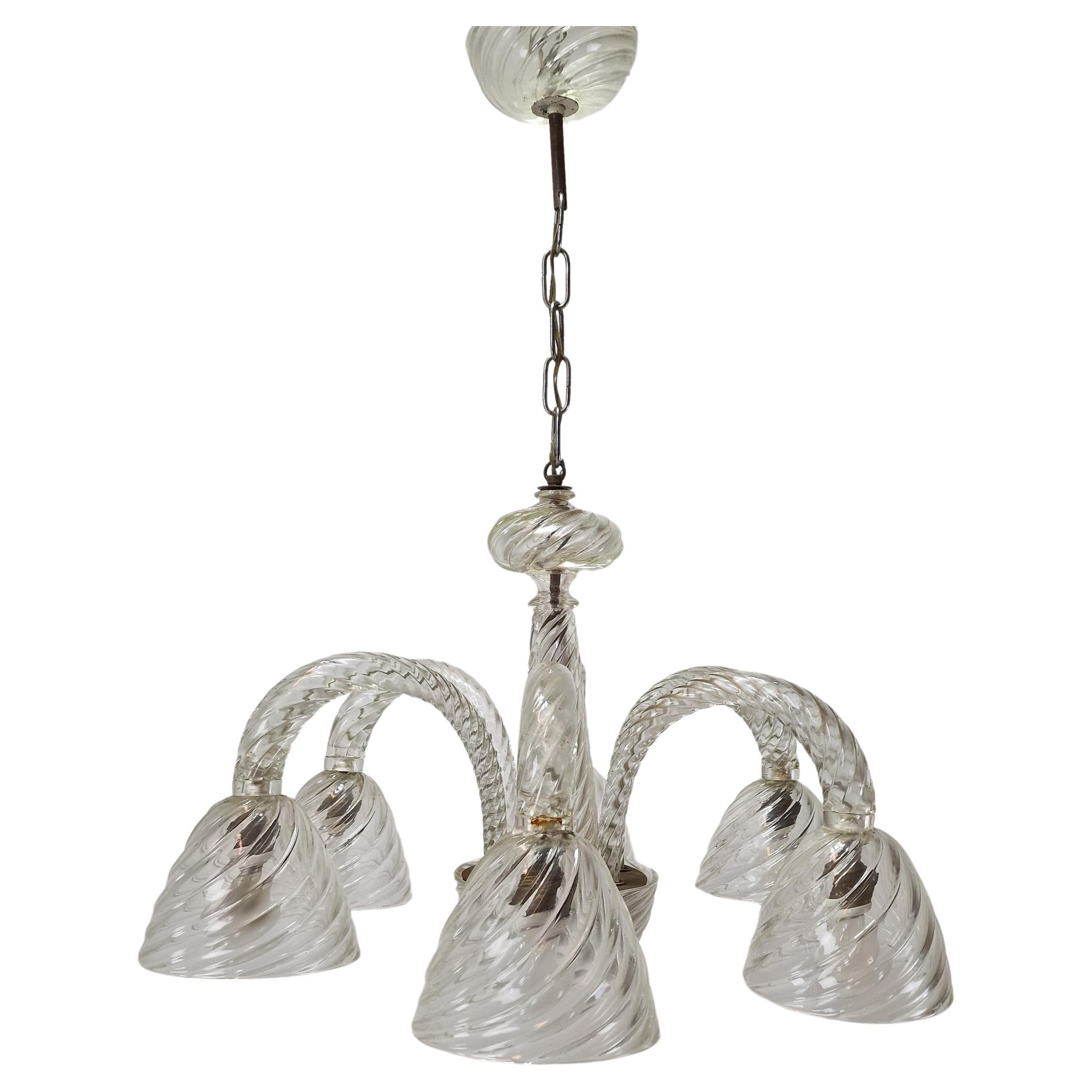 Barovier & Toso Murano Glass Chandelier, Italy 1950's For Sale