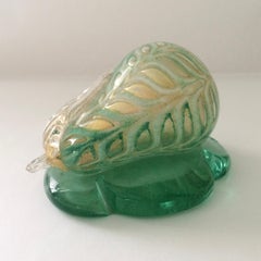 BAROVIER TOSO Murano Glass FRUIT Opalescent GRAFFITO Paperweight Sculpture PEAR