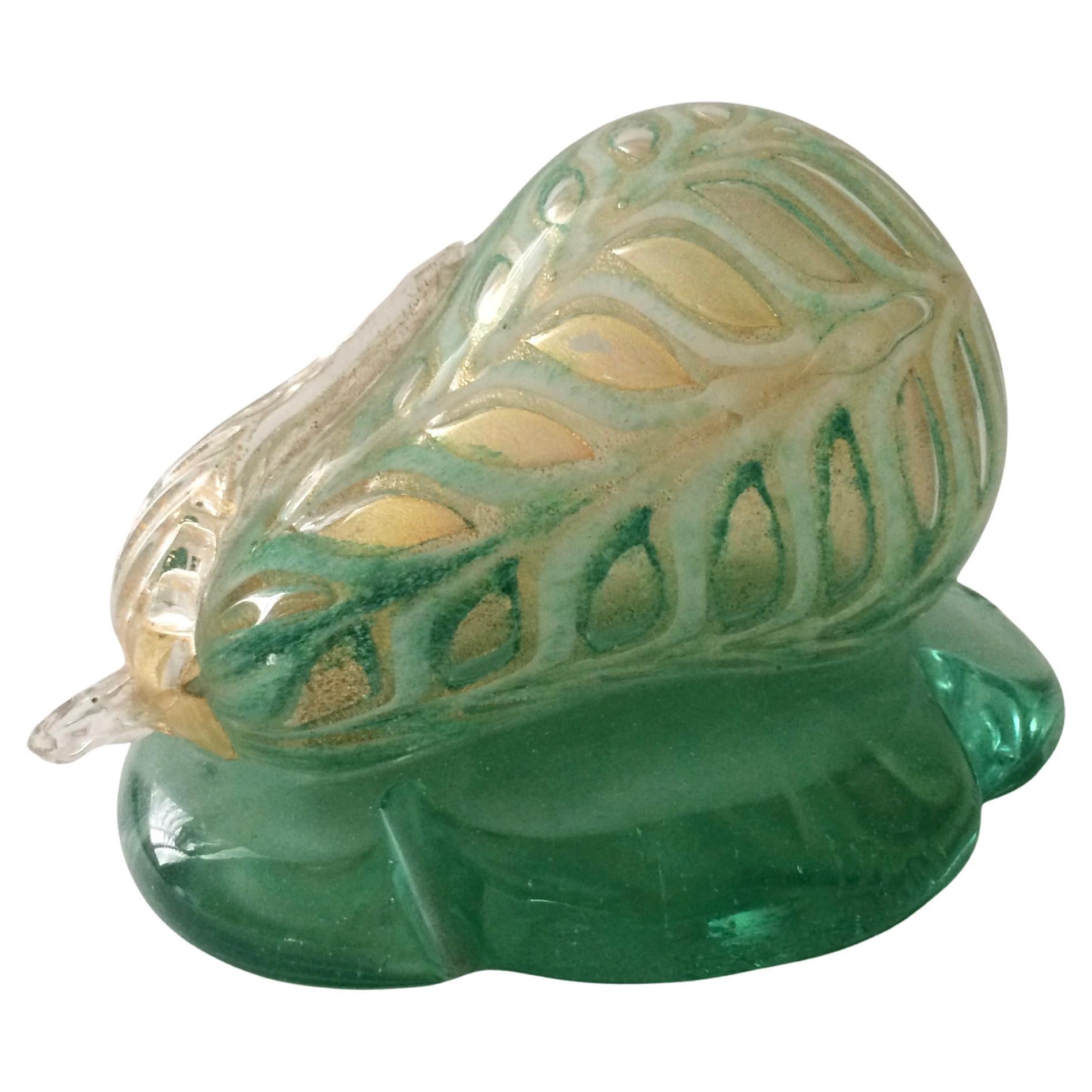 BAROVIER TOSO Murano Glass FRUIT Opalescent GRAFFITO Paperweight Sculpture PEAR For Sale