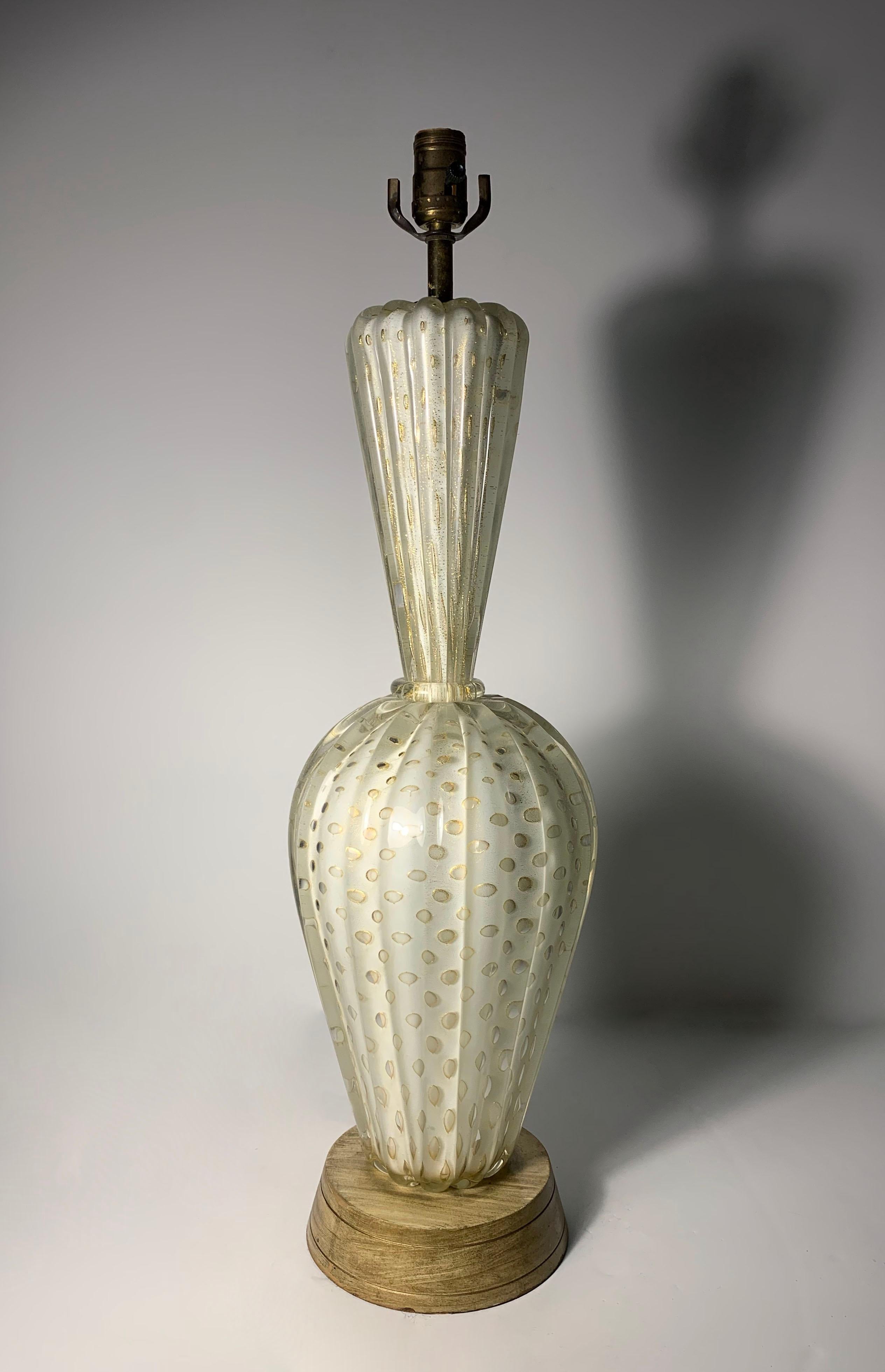 Mid-Century Modern Barovier & Toso Murano Glass Lamp For Sale
