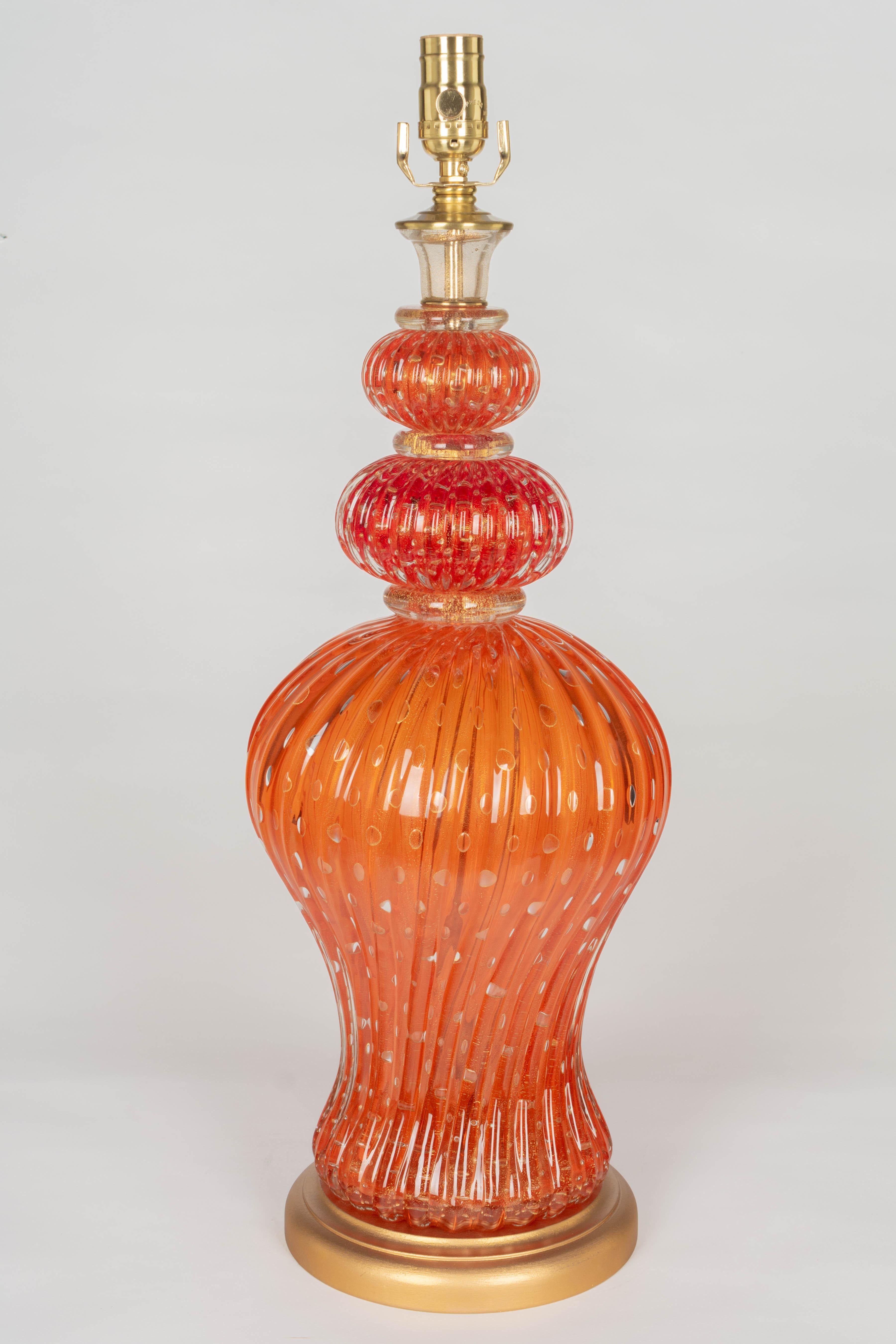 Hand-Crafted Barovier & Toso Murano Glass Lamp For Sale