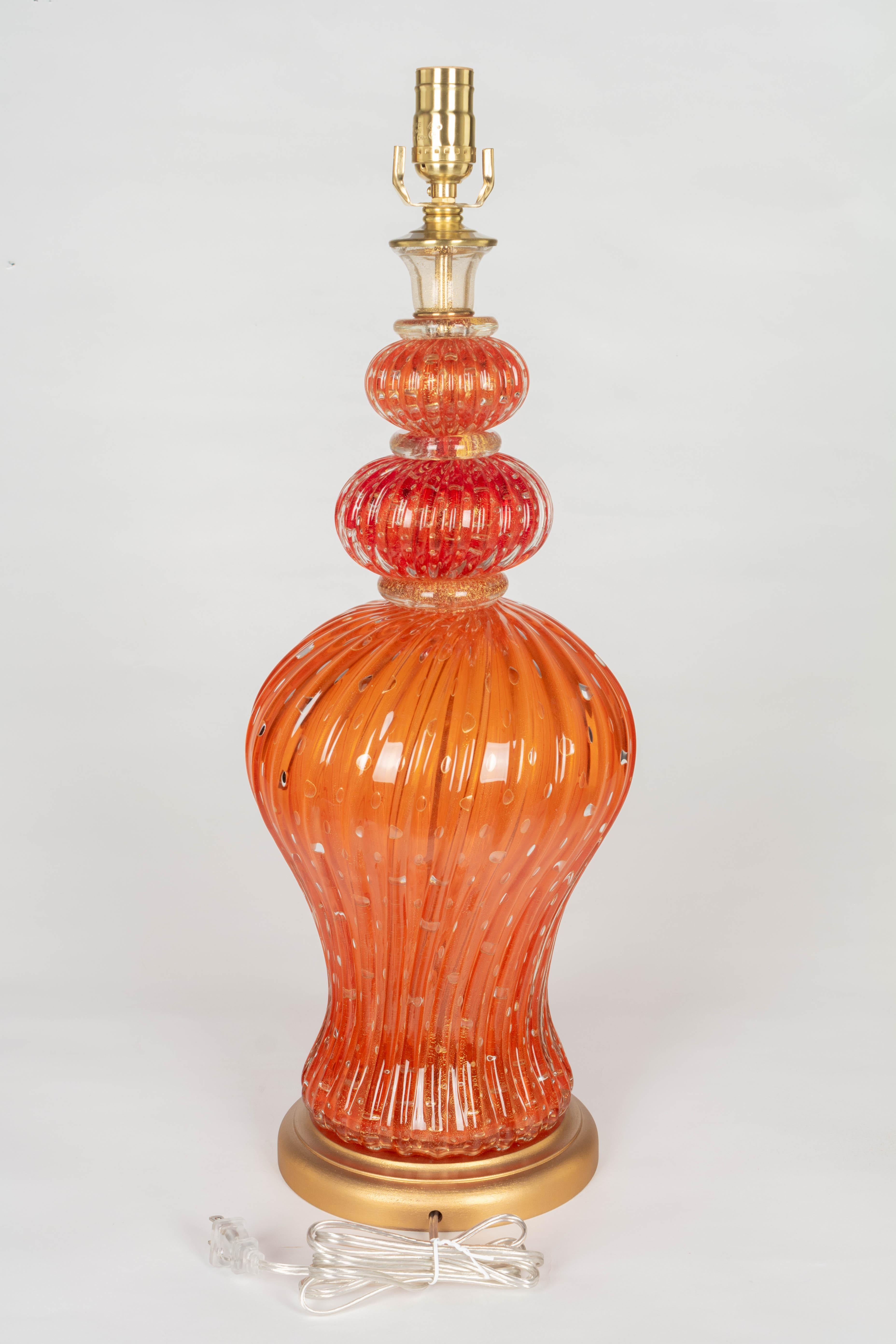 20th Century Barovier & Toso Murano Glass Lamp For Sale