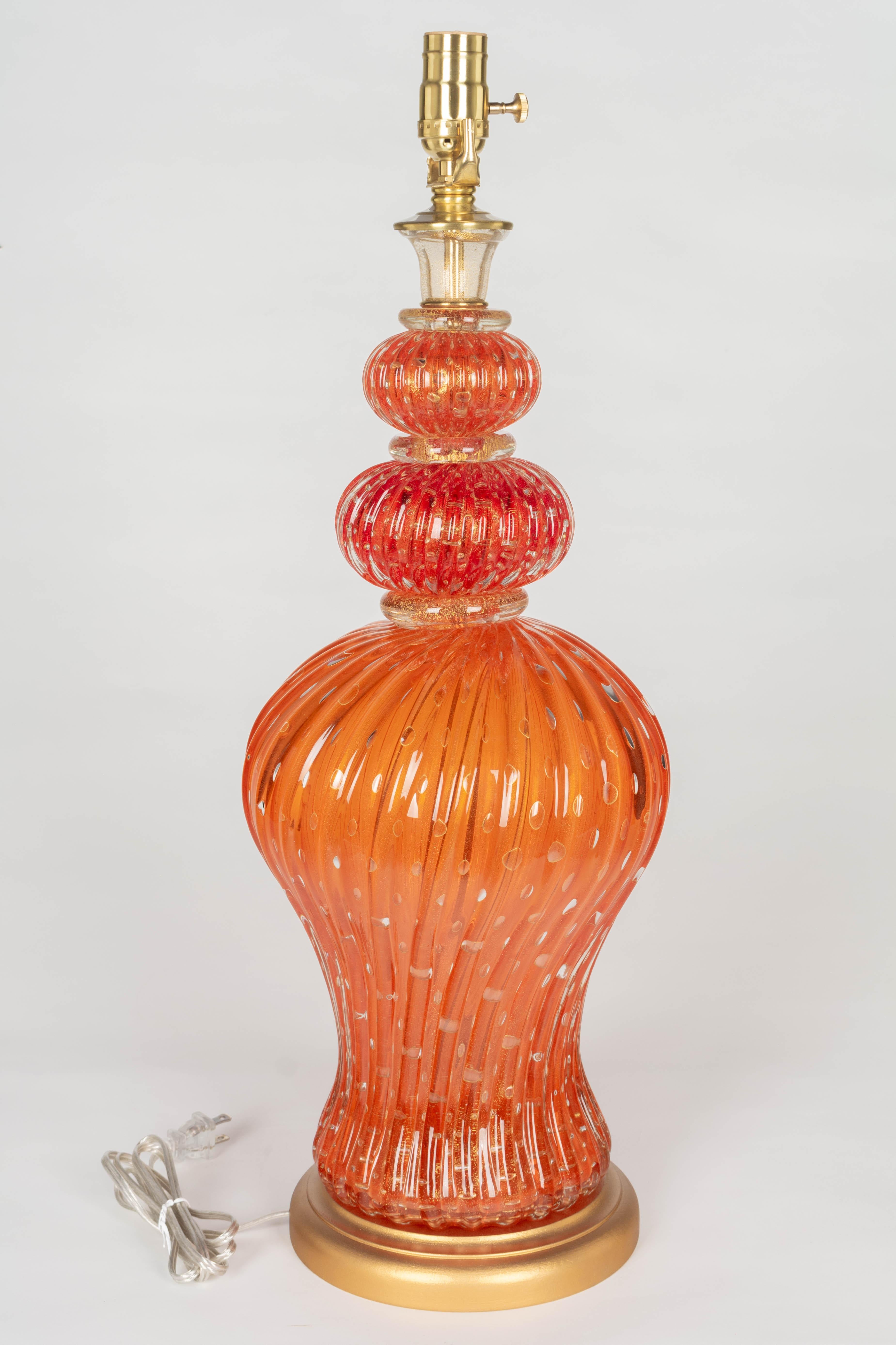 Blown Glass Barovier & Toso Murano Glass Lamp For Sale